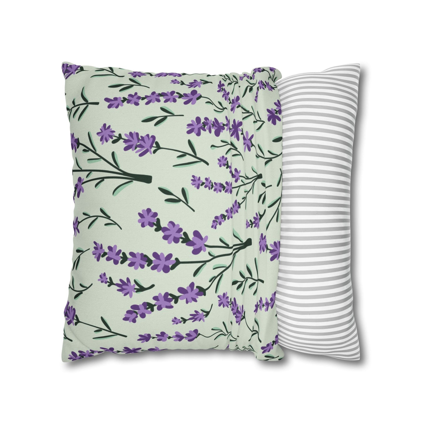 Lavender Sage Printed Square Pillow Cover (no insert) - Multiple Sizes (14"x14", 16"x16", 18"x18", 20"x20"), Includes zipper closure