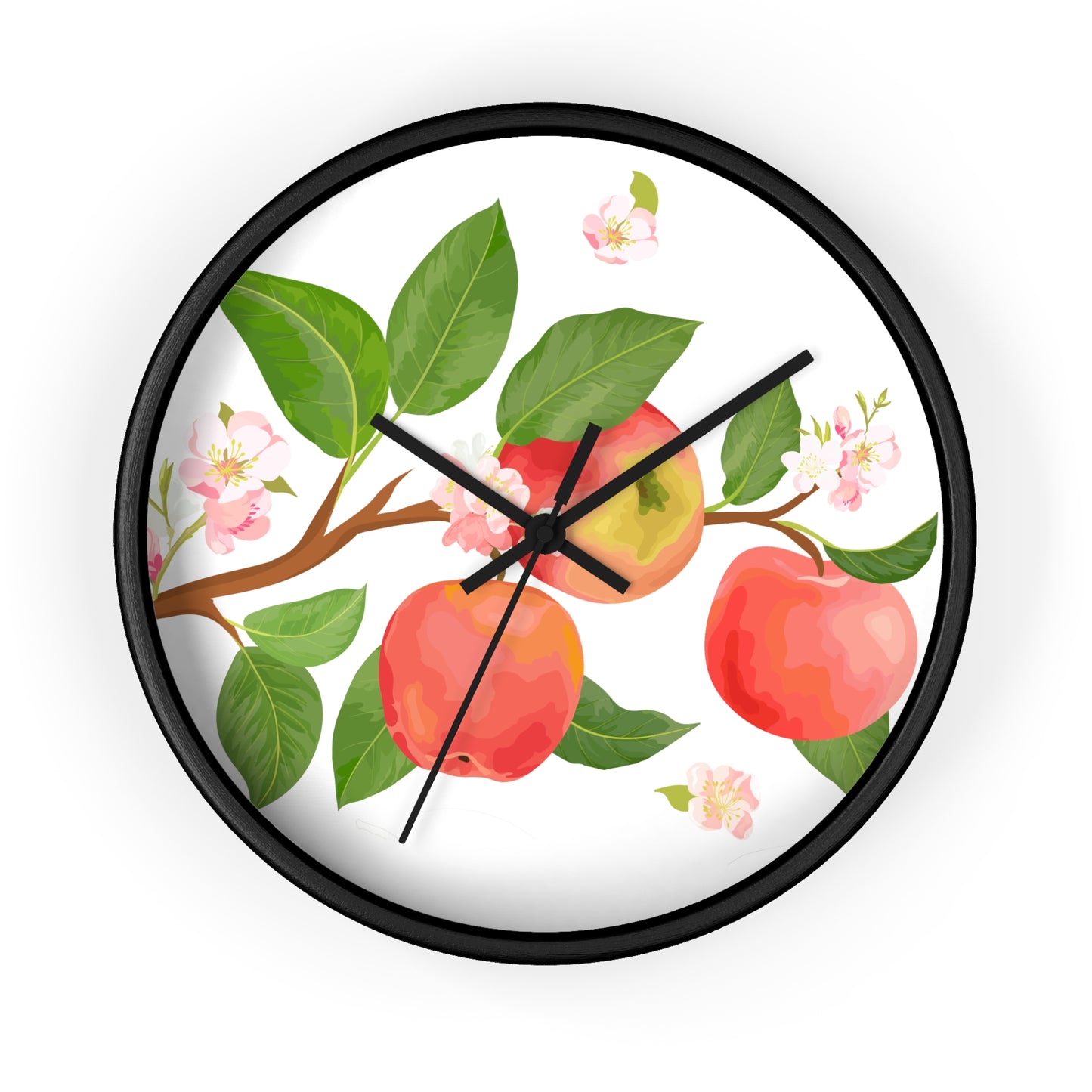 Apple Harvest Wall Clock - Select from Black, White or Natural Wood Color