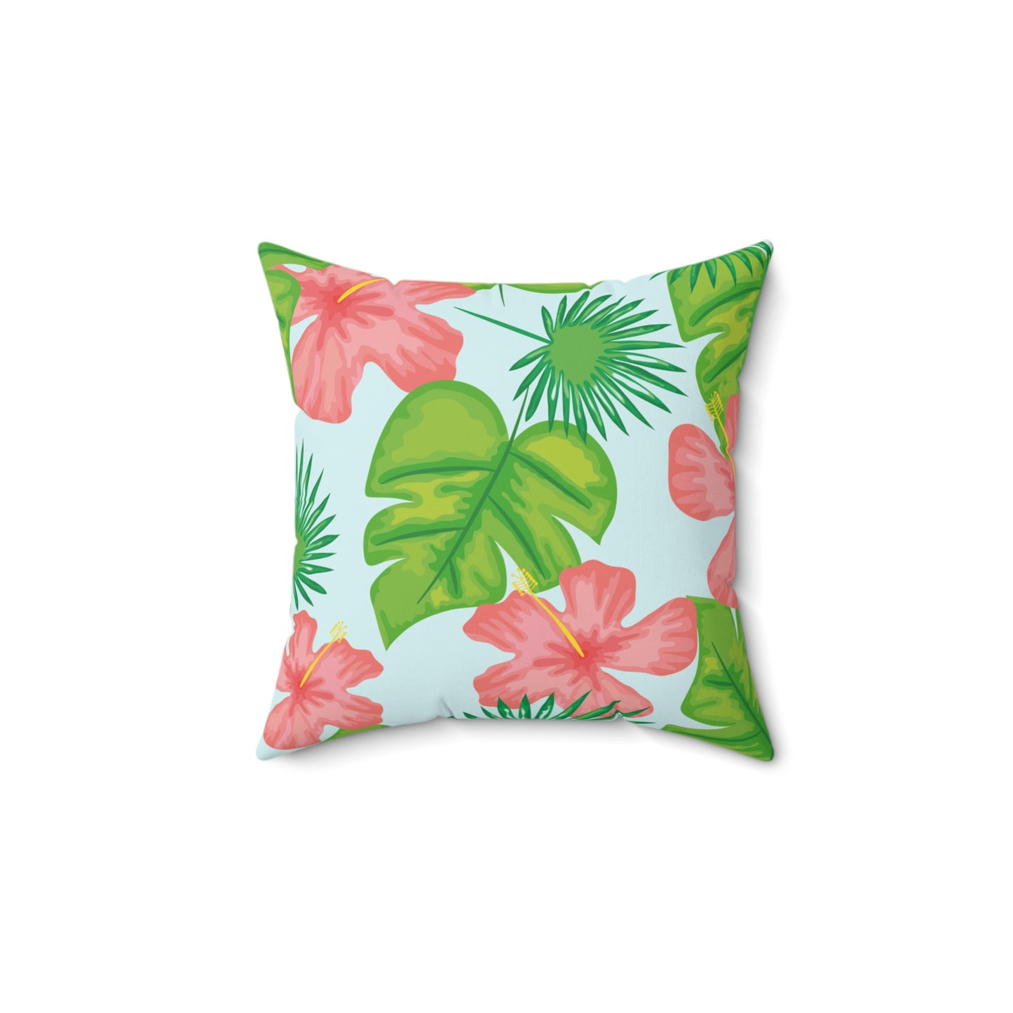 Tropical Island Printed Square Pillow Cover with Insert - Multiple Sizes (14"x14", 16"x16", 18"x18", 20"x20"), Includes insert and zipper closure