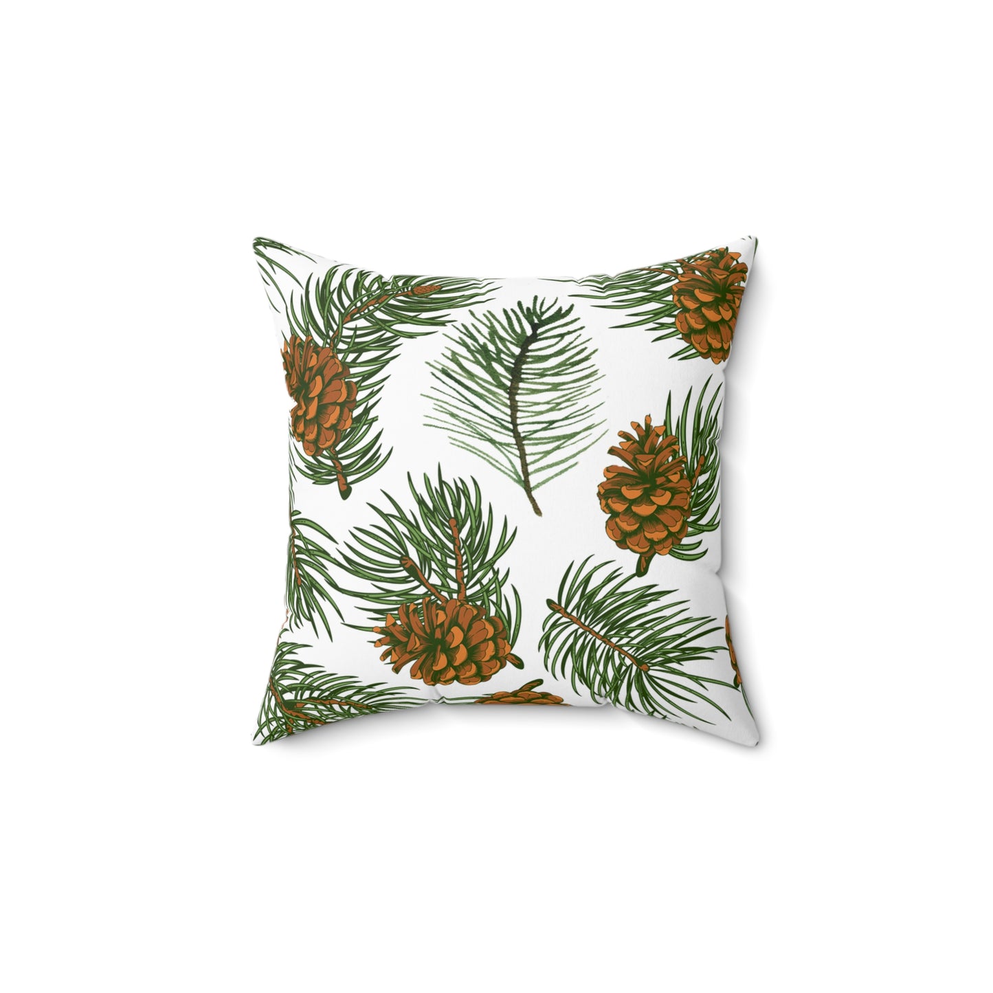 Needles & Cones Printed Square Pillow Cover with Insert - Multiple Sizes (14"x14", 16"x16", 18"x18", 20"x20"), Includes insert and zipper closure