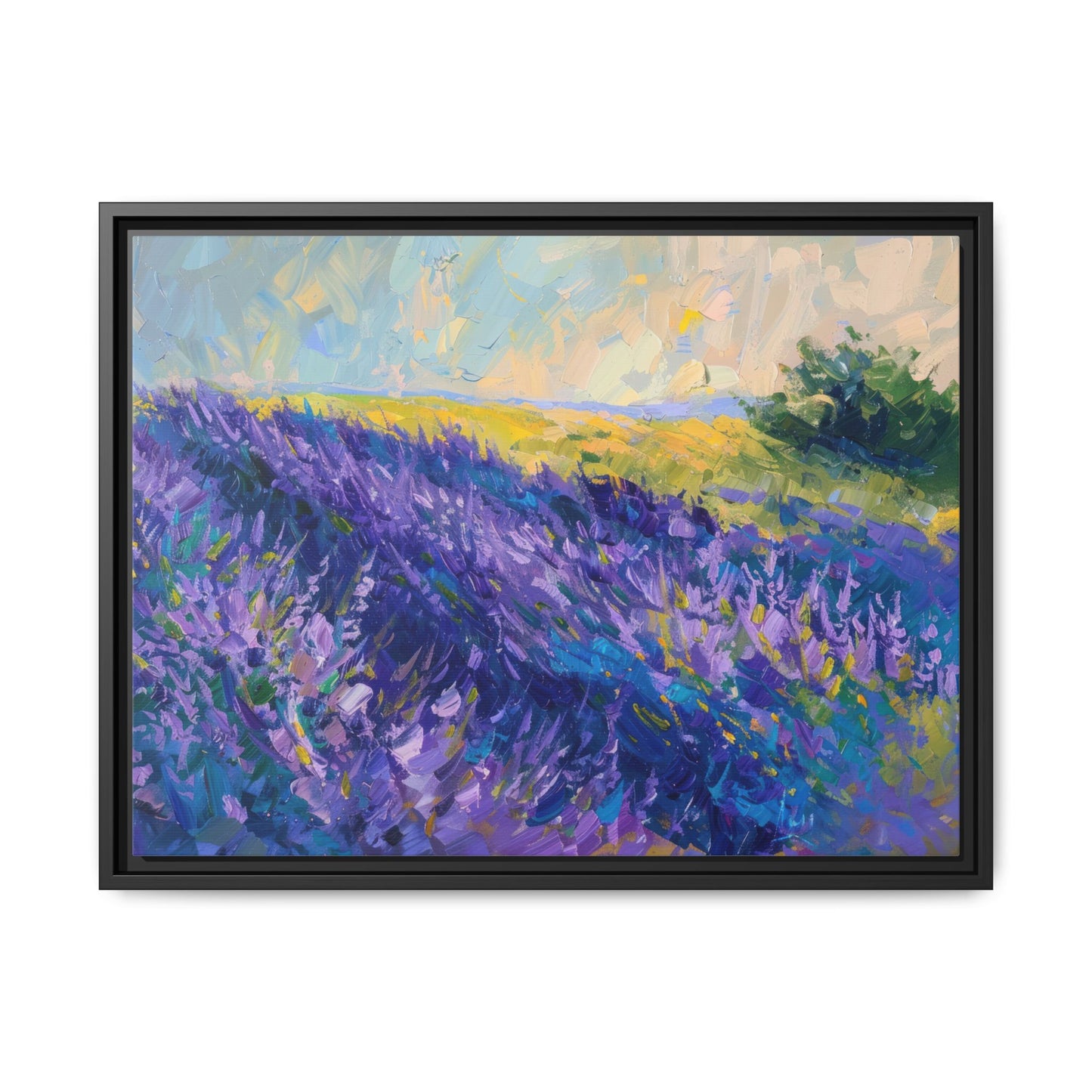 Lavender Fields Framed Matte Canvas Art - Multiple Frame Colors & Size Options