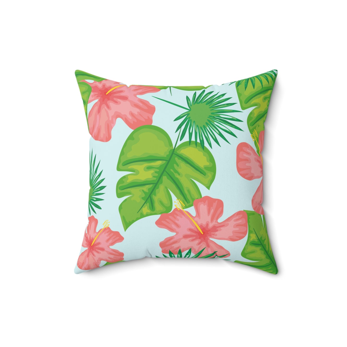 Tropical Island Printed Square Pillow Cover with Insert - Multiple Sizes (14"x14", 16"x16", 18"x18", 20"x20"), Includes insert and zipper closure