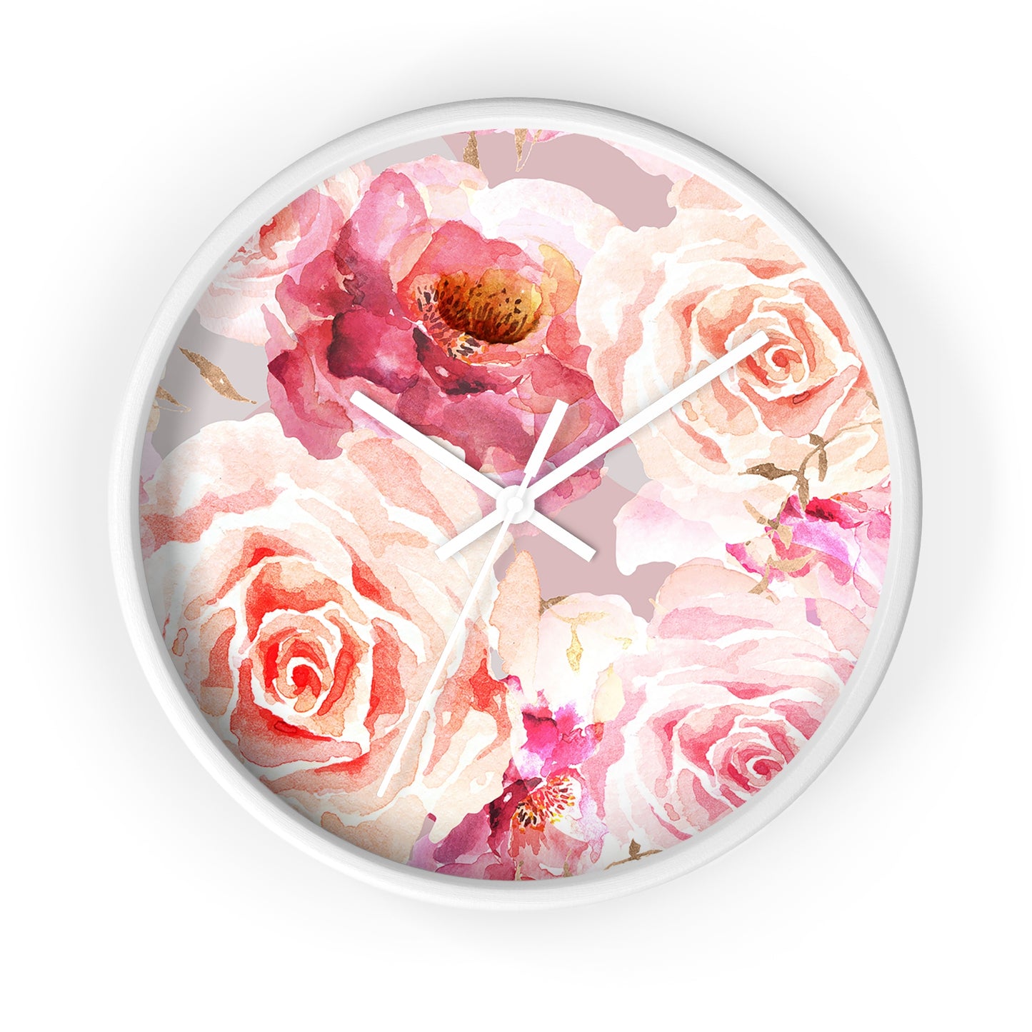 Bohemian Rose Wall Clock - Select from Black, White or Natural Wood Color