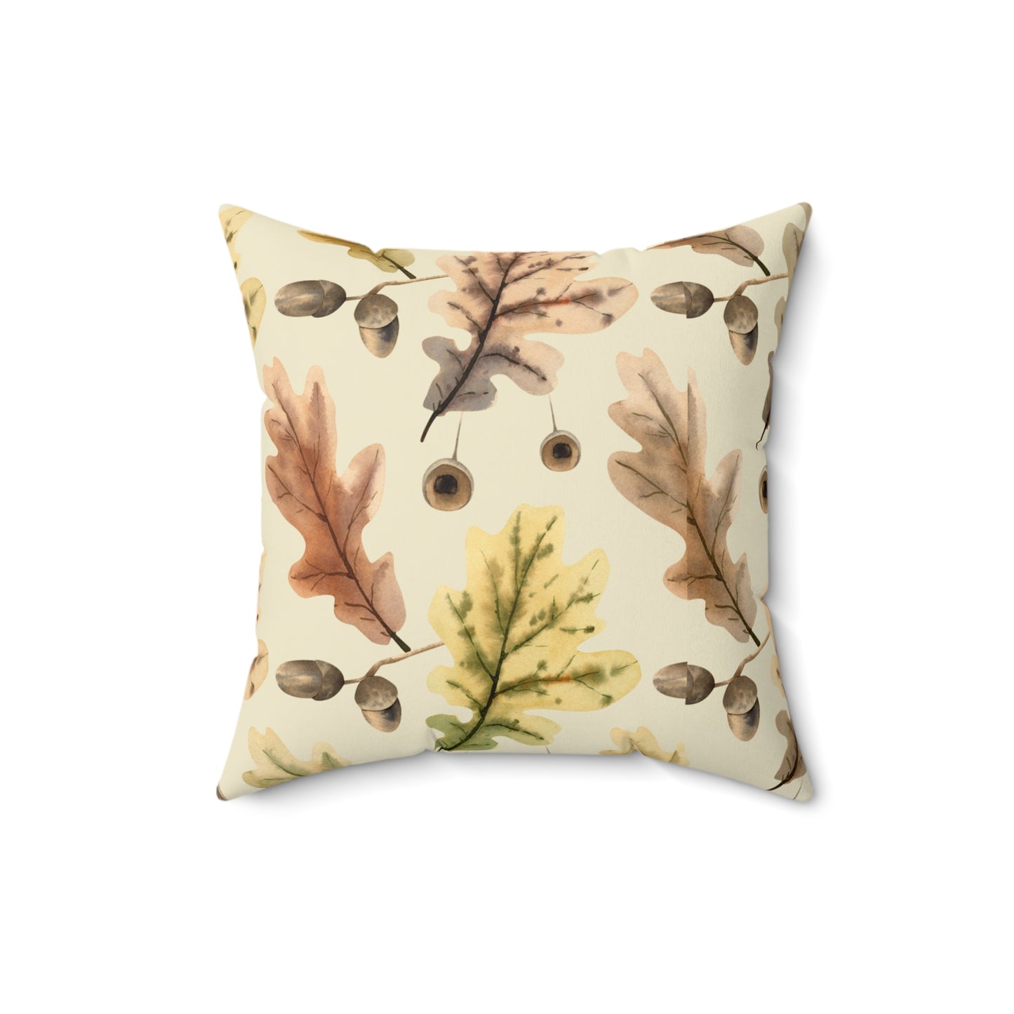Oak Leaves Printed Square Pillow Cover with Insert - Multiple Sizes (14"x14", 16"x16", 18"x18", 20"x20"), Includes insert and zipper closure