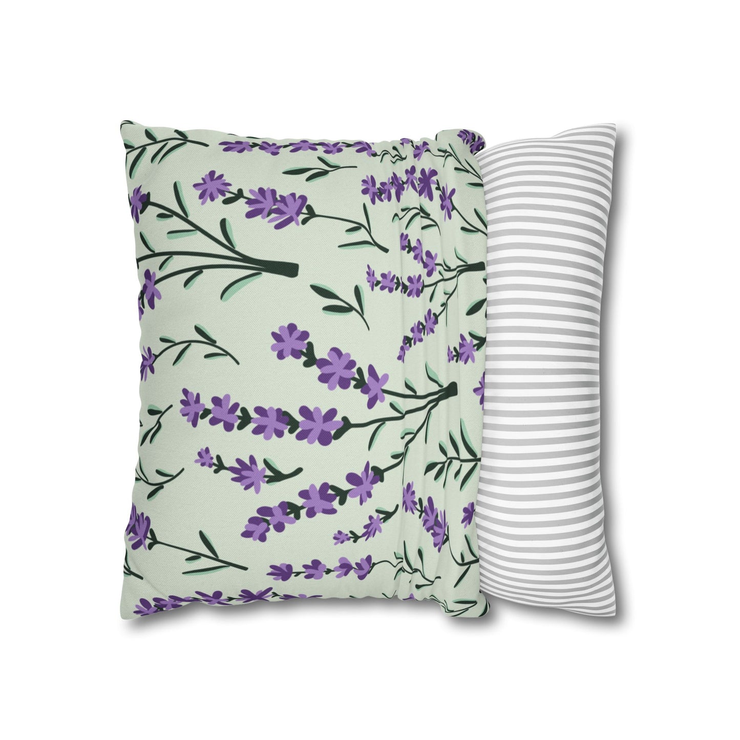 Lavender Sage Printed Square Pillow Cover (no insert) - Multiple Sizes (14"x14", 16"x16", 18"x18", 20"x20"), Includes zipper closure