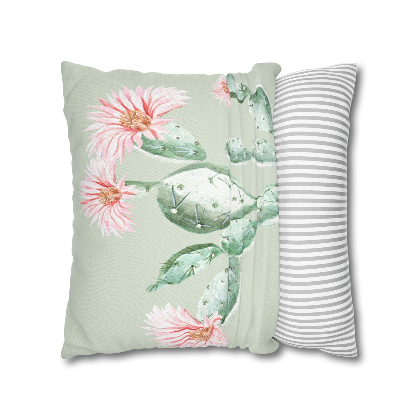 Cactus Flower Printed Square Pillow Cover (no insert) - Multiple Sizes (14"x14", 16"x16", 18"x18", 20"x20"), Includes zipper closure
