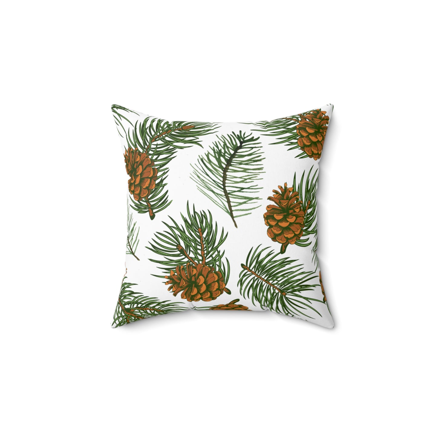 Needles & Cones Printed Square Pillow Cover with Insert - Multiple Sizes (14"x14", 16"x16", 18"x18", 20"x20"), Includes insert and zipper closure