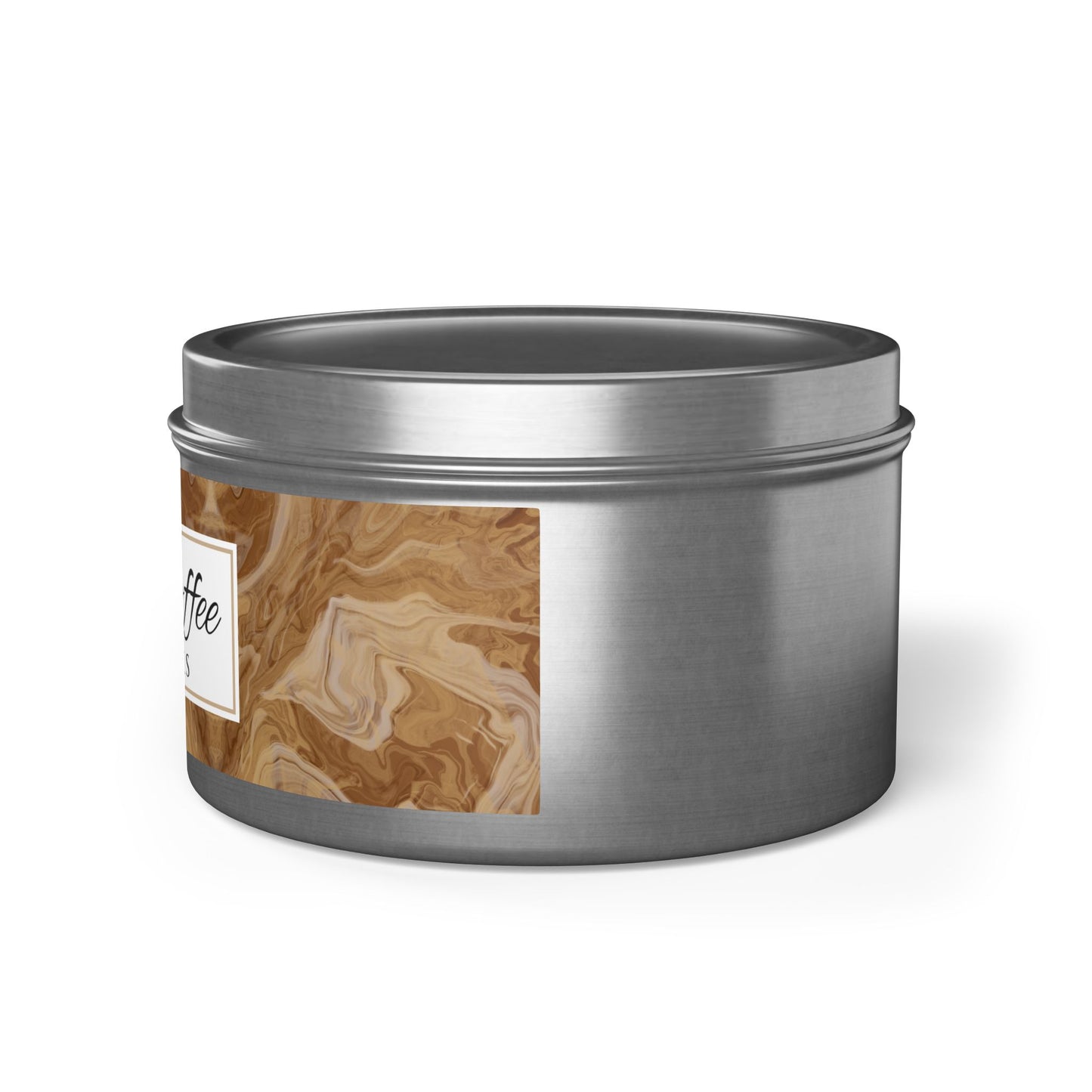 Fresh Coffee Scented Coconut Soy Wax Candle, 8oz. Silver Tin Jar with Lid - Cozy Home Decor, Garamond, Aromatherapy Gift, Relaxing Coffee Candle