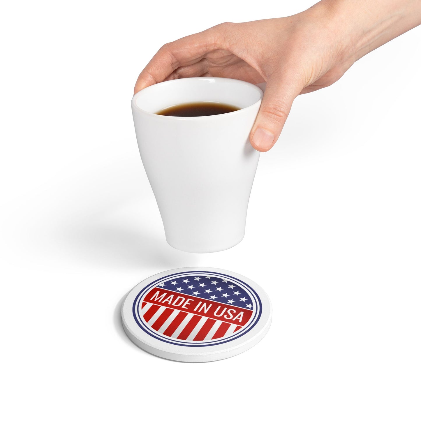 Made in USA ceramic tile coaster - Square or Round, Made in USA, 4th of July Decor, Gift for Home, Patriotic Coaster, American Flag Coaster - Priced per coaster