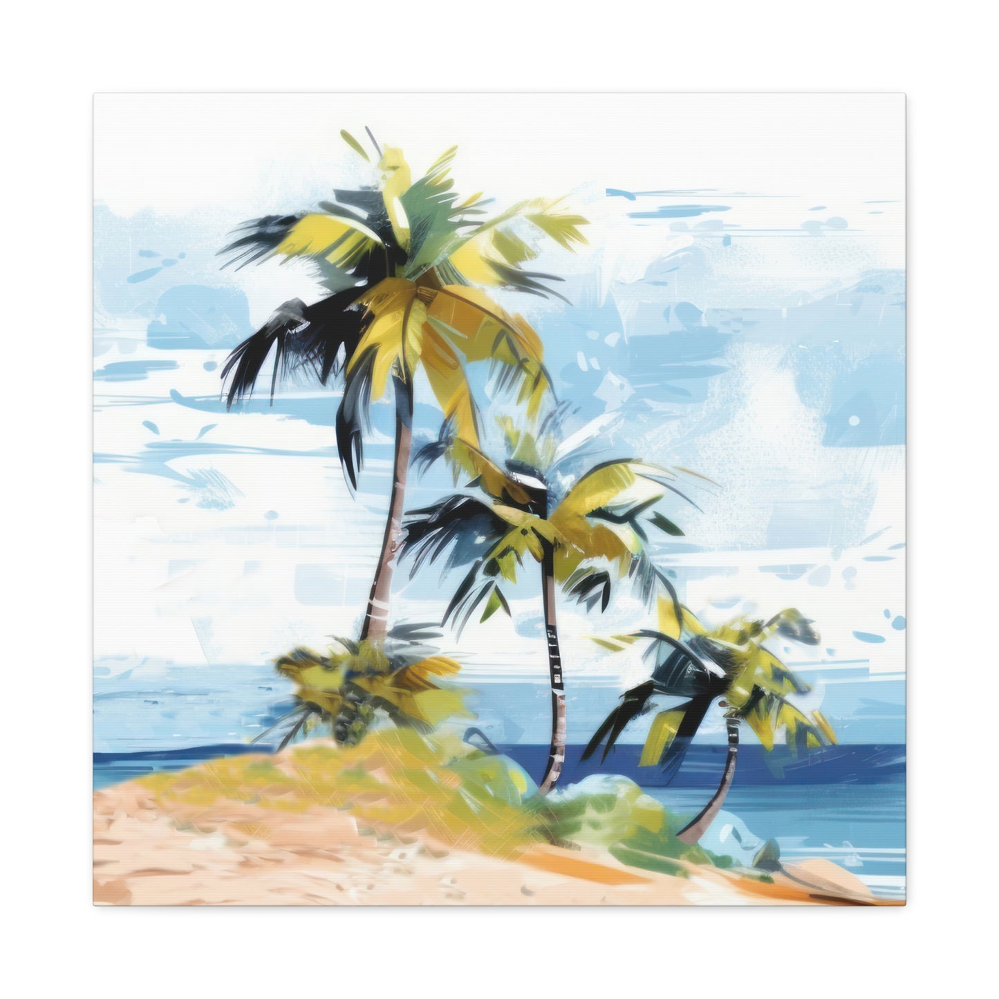 Tropical Retreat Canvas Wall Art Print - Multiple Sizing Options - Tropical Canvas Print, Coastal Wall Art, Beach Decor, Palm Tree Artwork