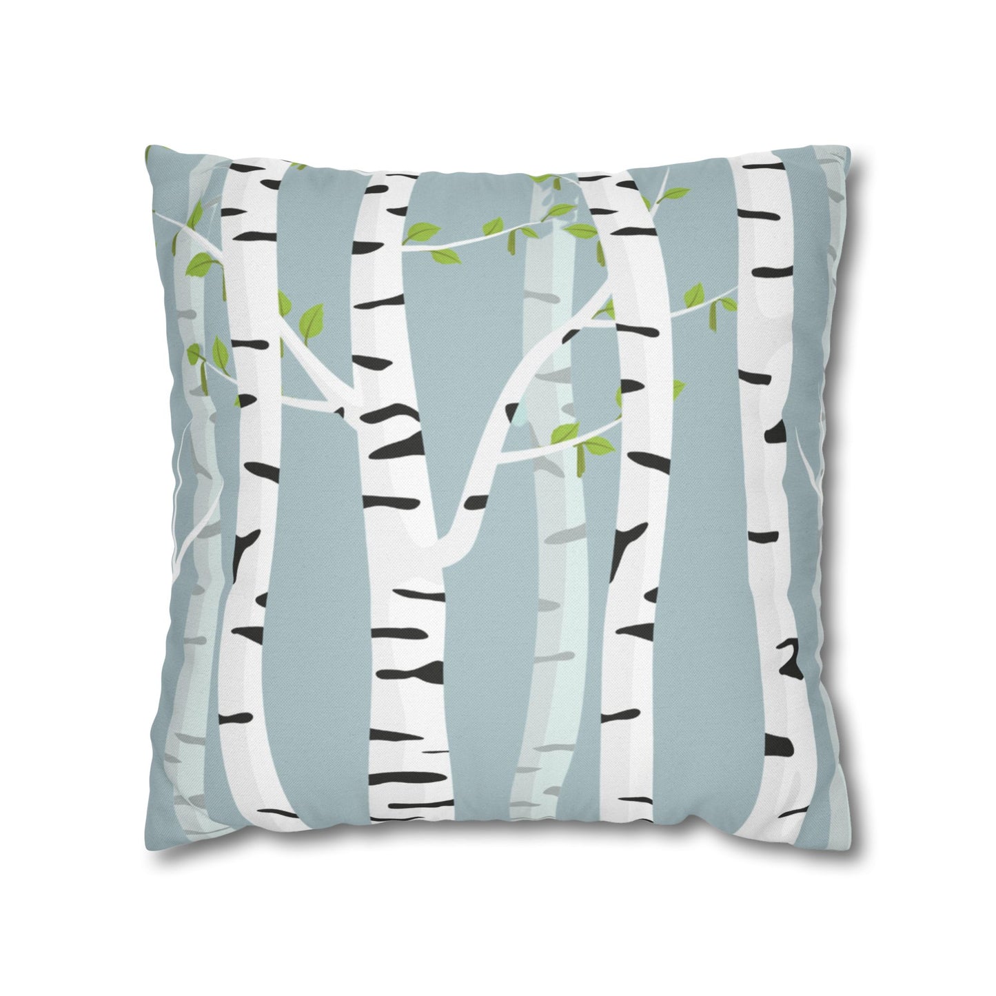 White Birch Printed Square Pillow Cover (no insert) - Multiple Sizes (14"x14", 16"x16", 18"x18", 20"x20"), Includes zipper closure