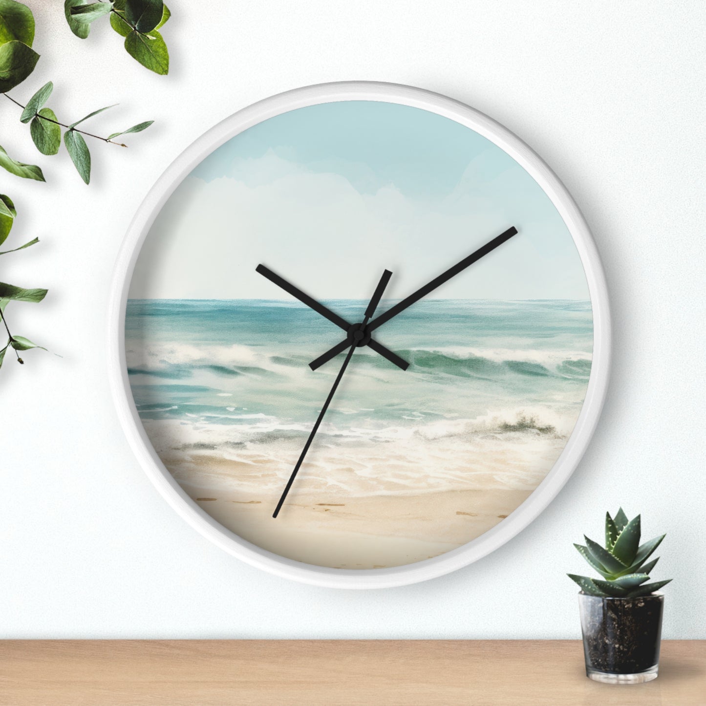 Ocean Breeze Wall Clock - Select from Black, White or Natural Wood Color