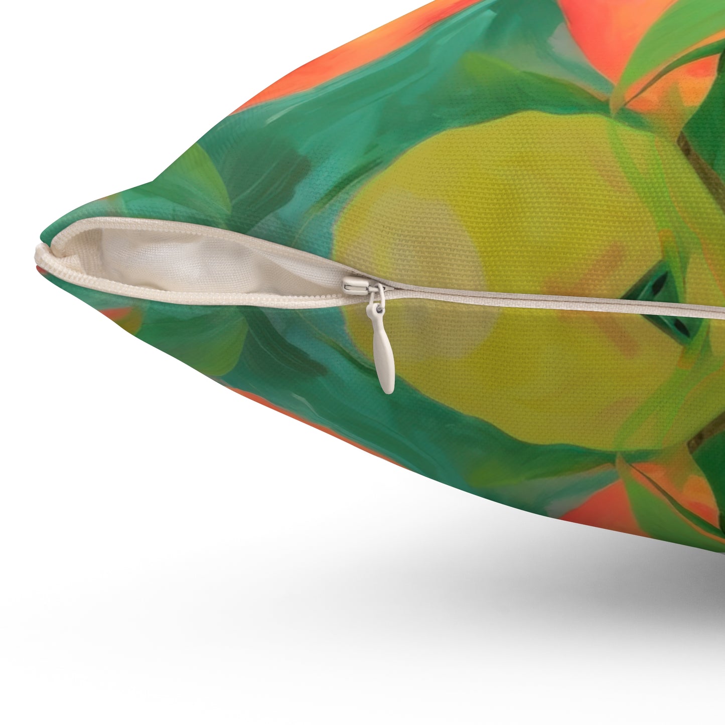 Mangoes Printed Square Pillow Cover with Insert - Multiple Sizes (14"x14", 16"x16", 18"x18", 20"x20"), Includes insert and zipper closure