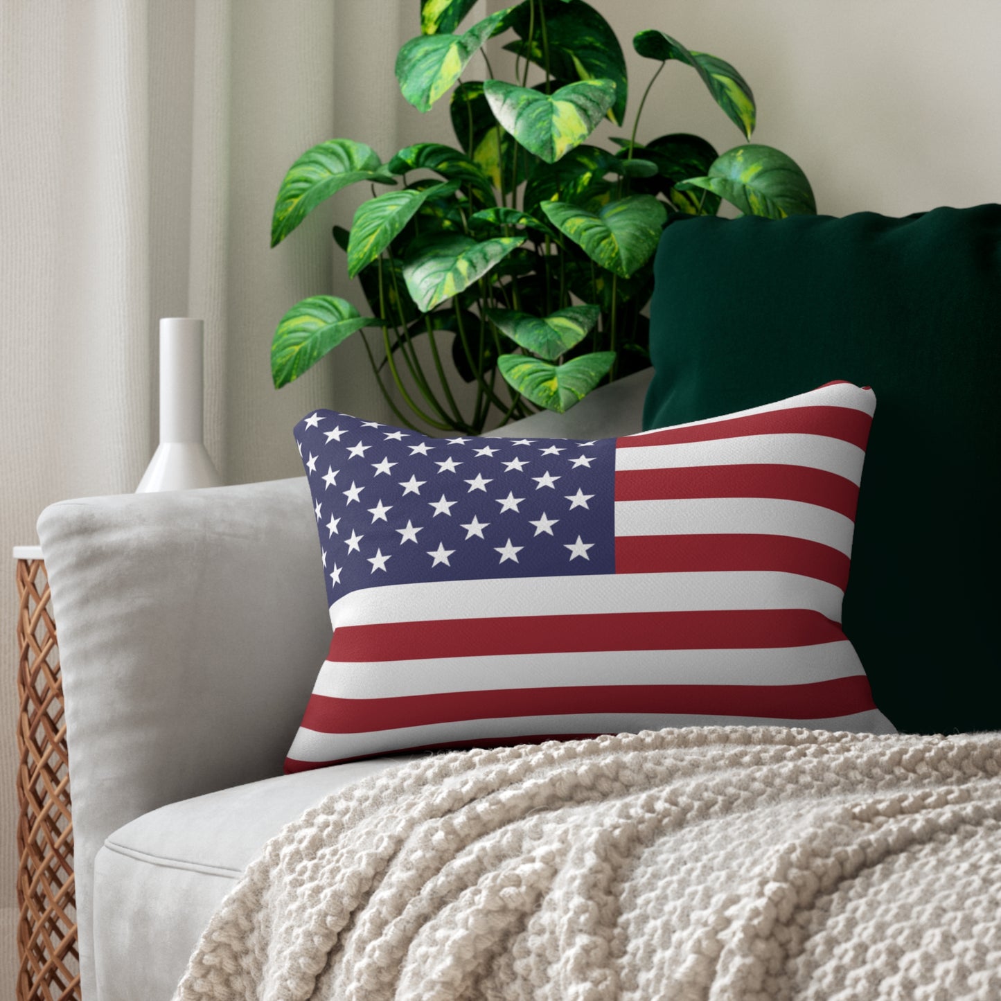 American Flag Lumbar Pillow - Cozy Living Room Decor, Decorative Throw Pillow, Independence Day Accent, Patriotic Home Accessory