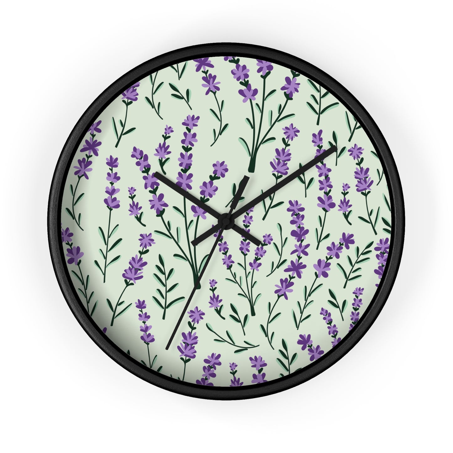 Lavender Sage Wall Clock - Select from Black, White or Natural Wood Color