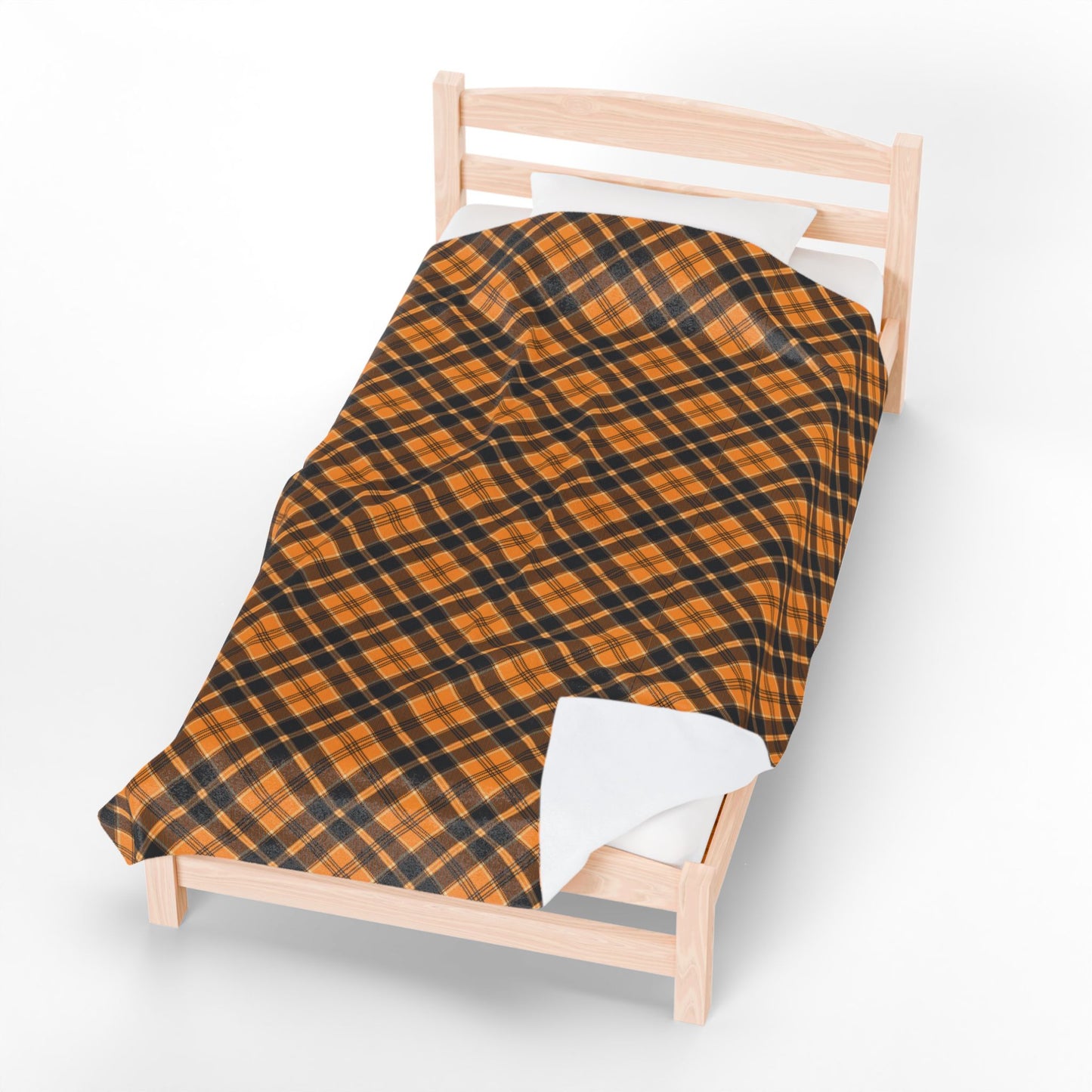 Halloween Plaid Velveteen Plush Blanket - Multiple Sizes (30"x40", 50"x60", 60"x80") Warm Throw for Fall Decor, Perfect Gift for Home, Halloween & Thanksgiving Throw Blanket