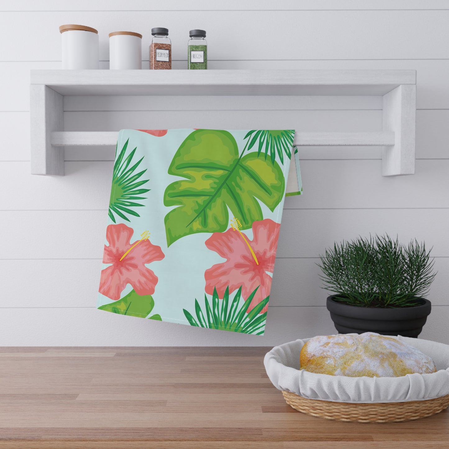 Tropical Island Printed Tea Towels - 100% Cotton Twill, 18" x 30"