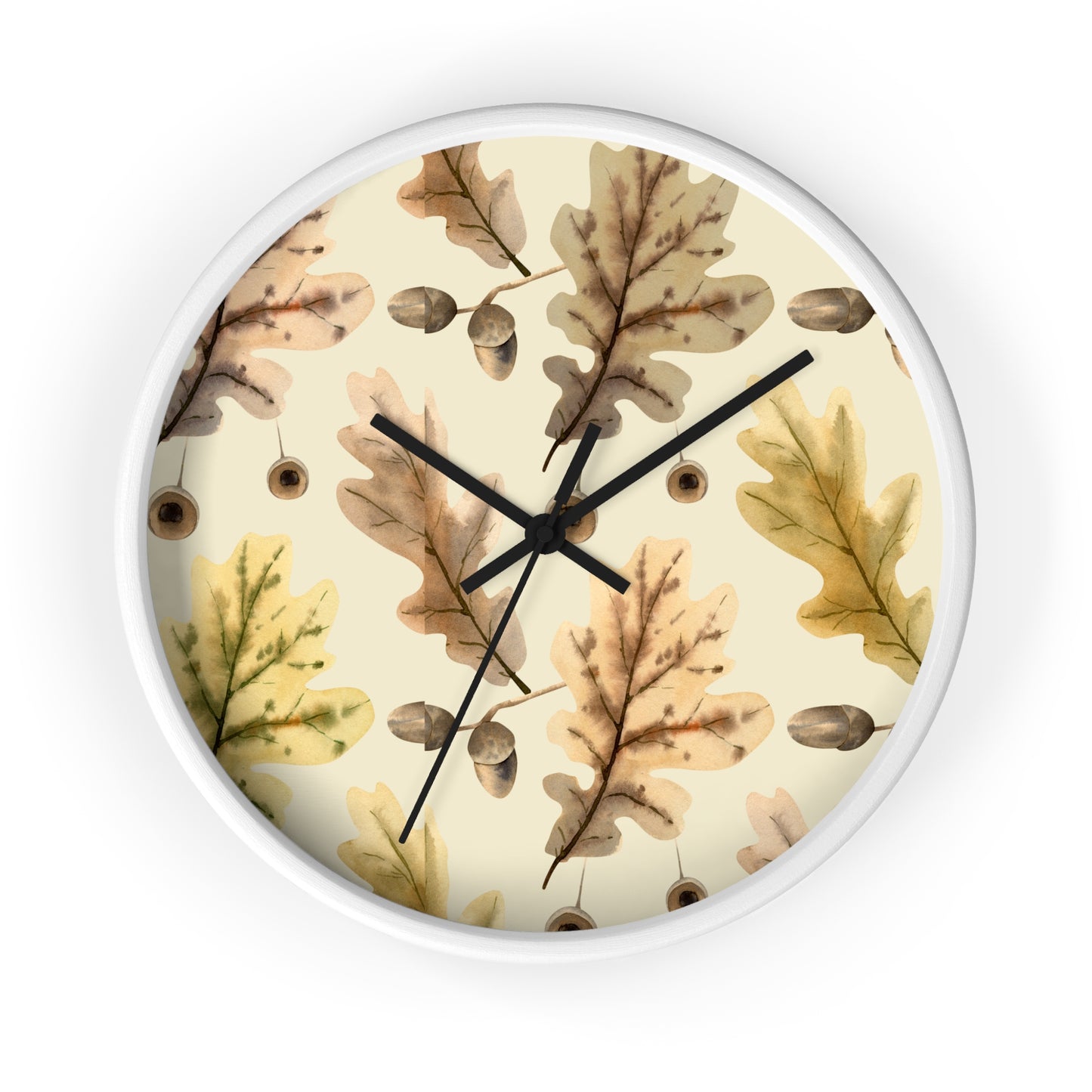 Oak Leaves Wall Clock - Select from Black, White or Natural Wood Color