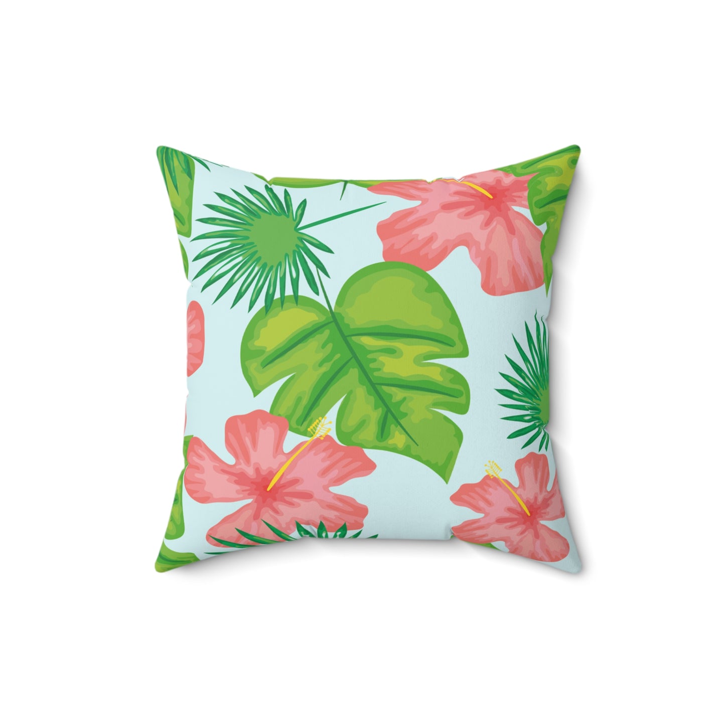 Tropical Island Printed Square Pillow Cover with Insert - Multiple Sizes (14"x14", 16"x16", 18"x18", 20"x20"), Includes insert and zipper closure
