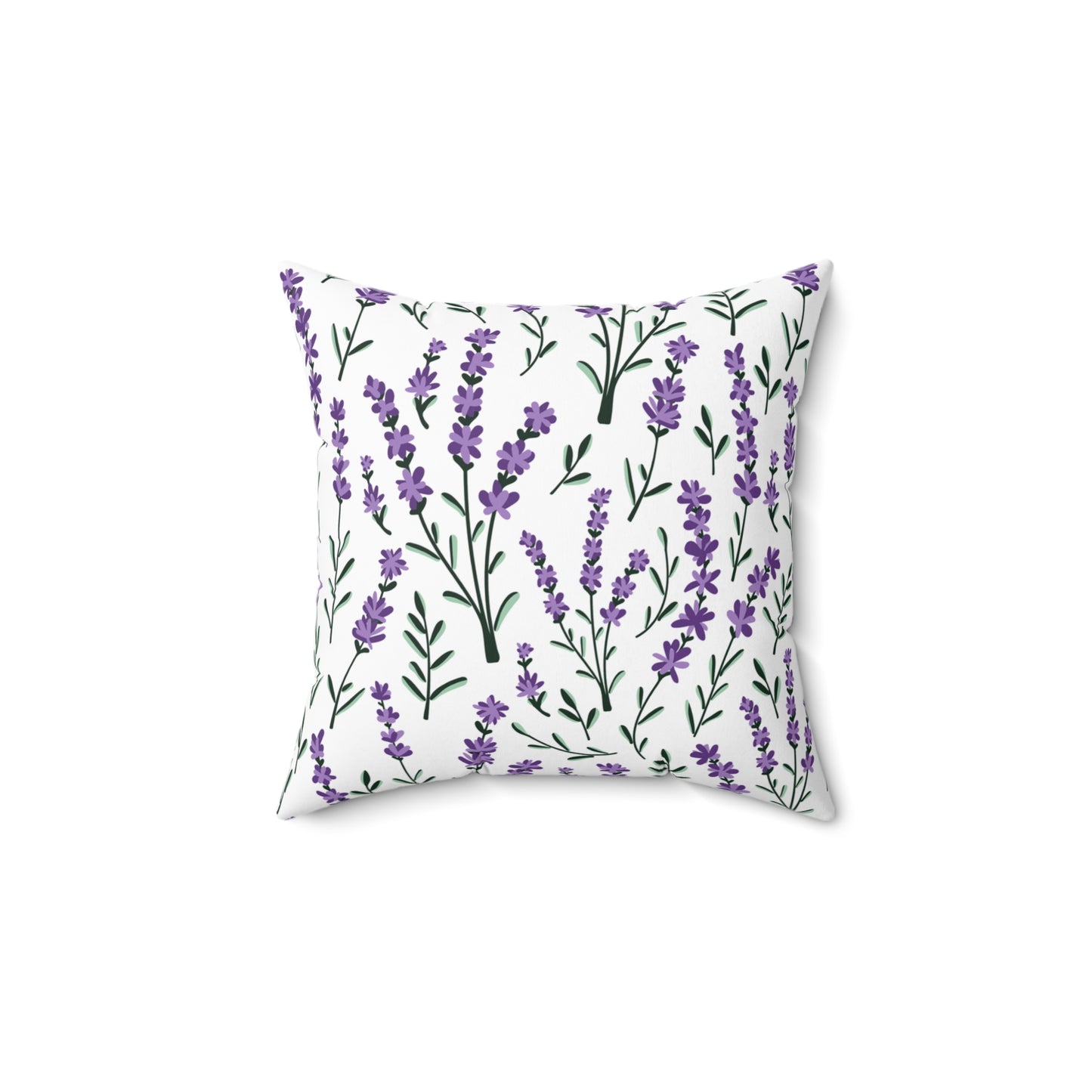 Lavender White Printed Square Pillow Cover with Insert - Multiple Sizes (14"x14", 16"x16", 18"x18", 20"x20"), Includes insert and zipper closure
