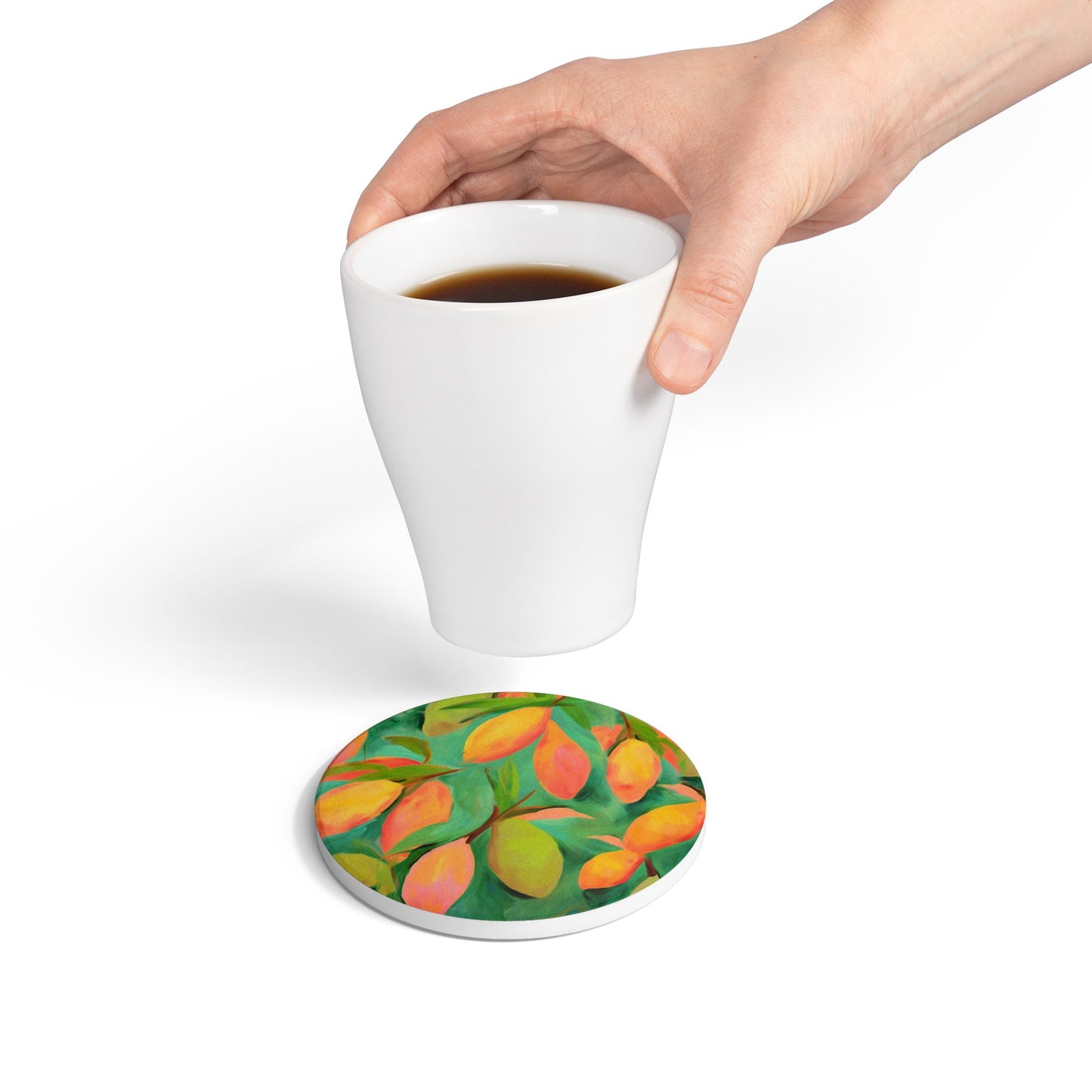 Mangoes - Ceramic Tile Coaster, Cork Backed - Round or Square Size Choices, Perfect for Home Decor & Gifts - Priced per coaster
