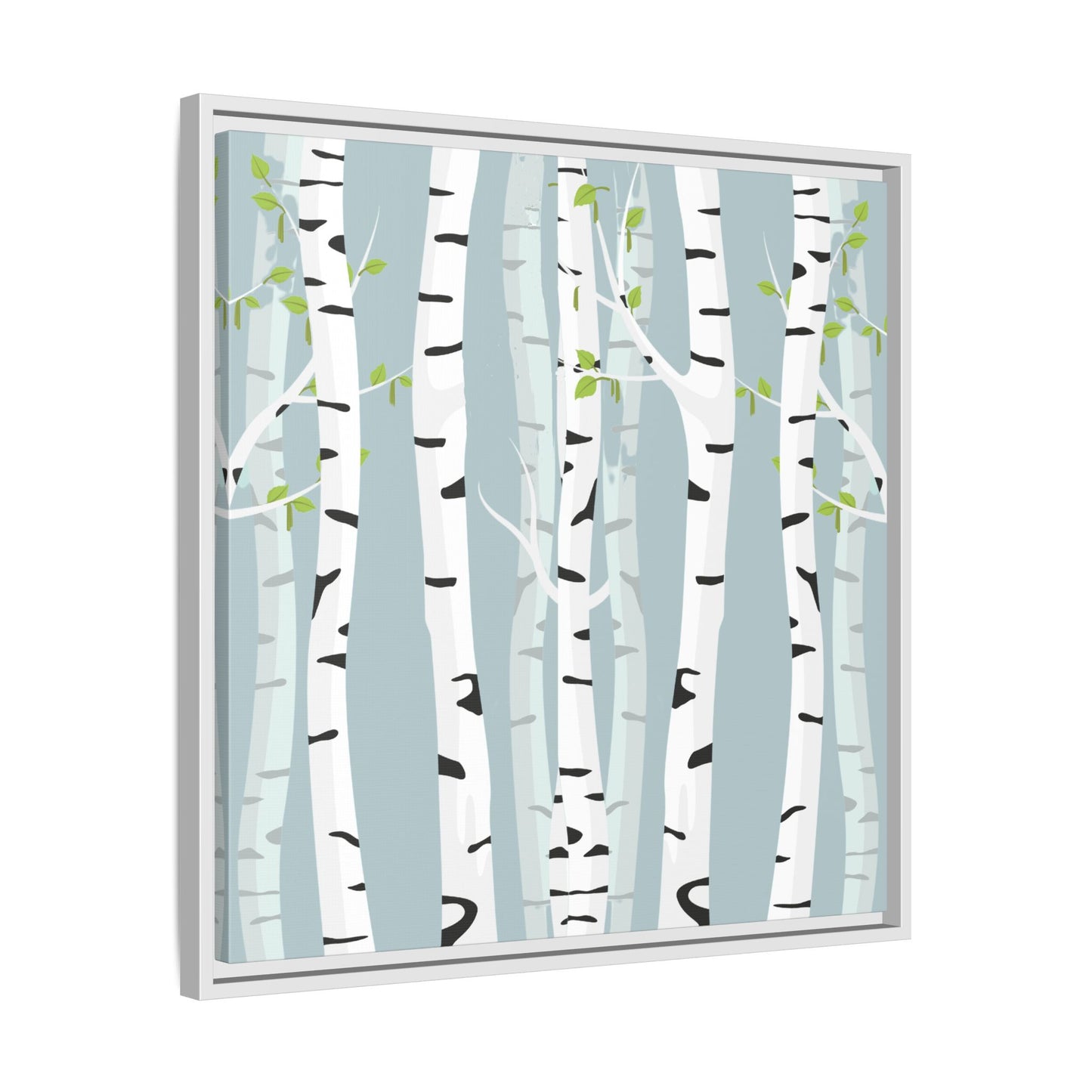 White Birch Framed Matte Canvas Art - Multiple Frame Colors & Size Options