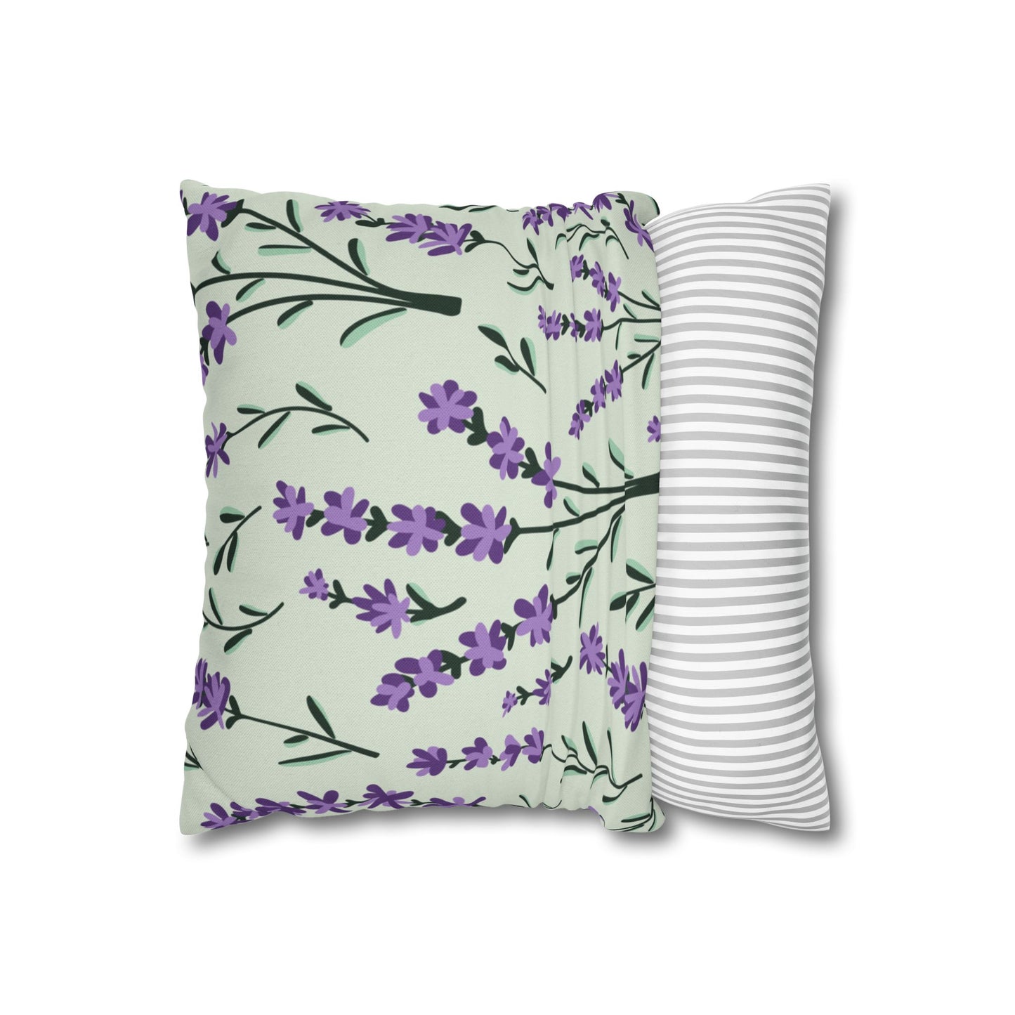Lavender Sage Printed Square Pillow Cover (no insert) - Multiple Sizes (14"x14", 16"x16", 18"x18", 20"x20"), Includes zipper closure