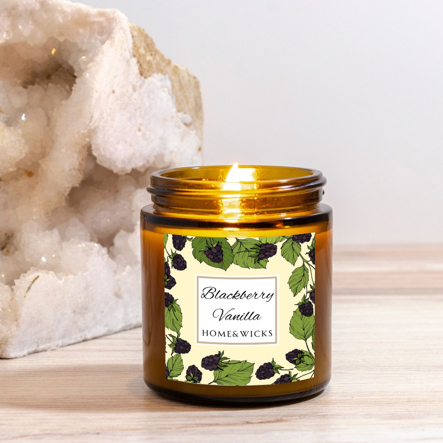 Blackberry Vanilla Coconut Apricot Wax Candle, 4 oz Amber Jar, Gold Lid- Fruity Scented Candle, Fruit Decor Gift, Cozy Aromatherapy