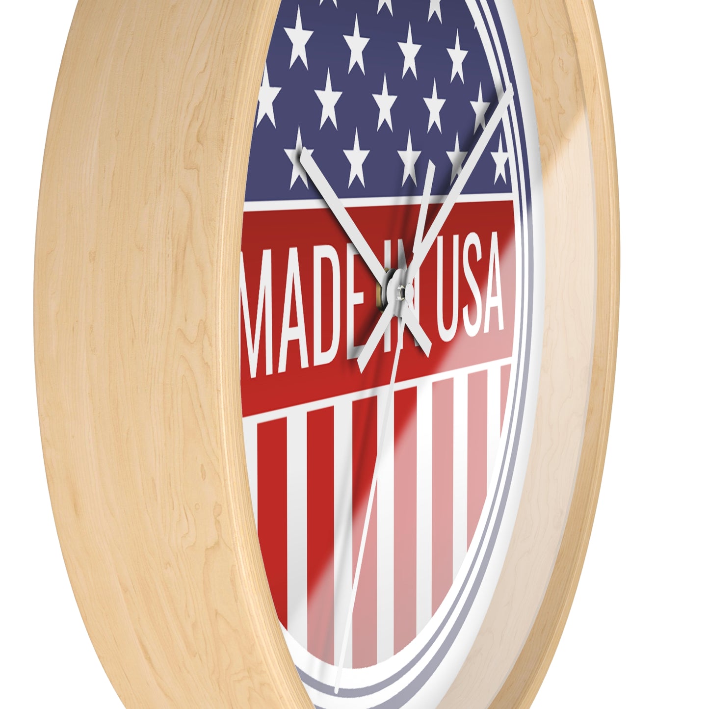 Made in USA Wall Clock - Select from Black, White or Natural Wood Frame Color - Patriotic Wall Clock - Made in USA Design, Home Decor, Americana Gift, Unique Wall Art, Independence Day Decoration