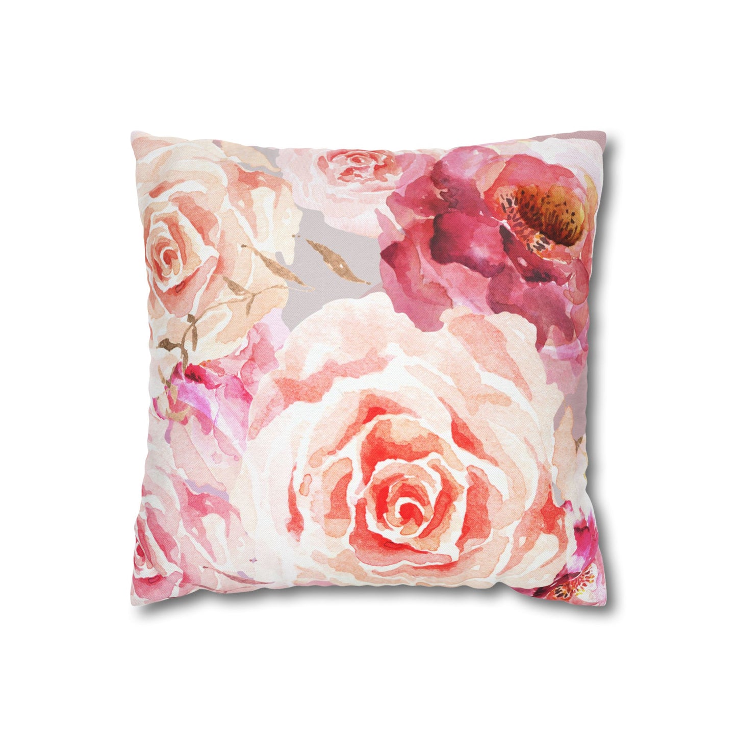 Bohemian Rose Printed Square Pillow Cover (no insert) - Multiple Sizes (14"x14", 16"x16", 18"x18", 20"x20"), Includes zipper closure