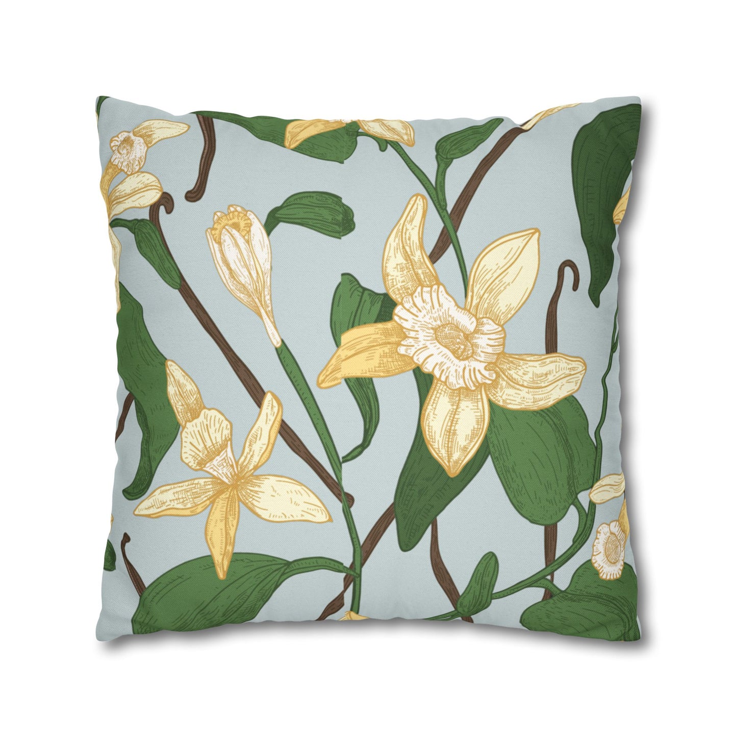 Vanilla Bean Printed Square Pillow Cover (no insert) - Multiple Sizes (14"x14", 16"x16", 18"x18", 20"x20"), Includes zipper closure