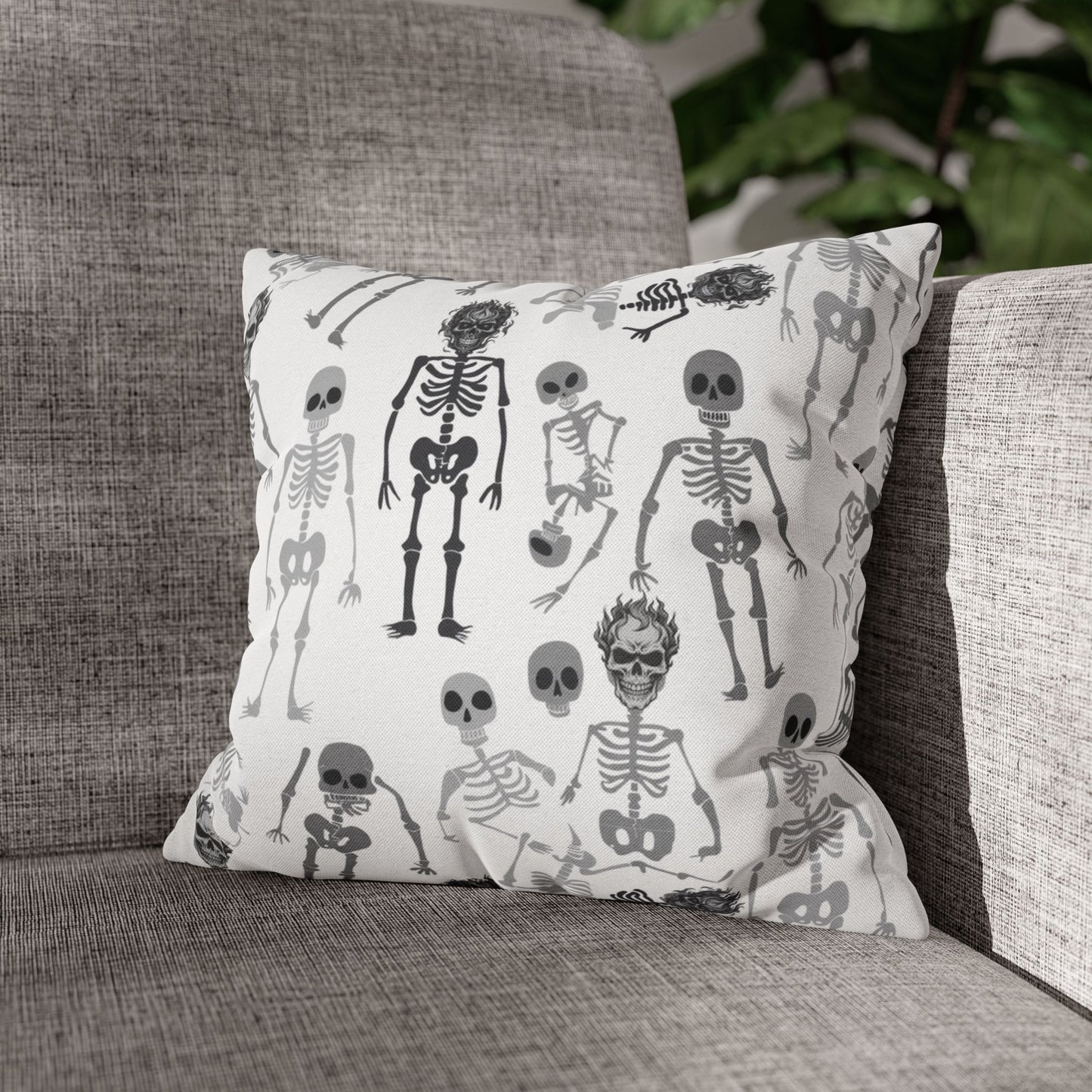 Skeletons Pillow Cover (no insert) - Multiple Sizes (14"x14", 16"x16", 18"x18", 20"x20") - Halloween Home Decor, Skeleton Throw Pillow, Halloween Throw Pillow Cover, Spooky Gift Idea, Unique Pillow Cover - Price for 1 pillow cover
