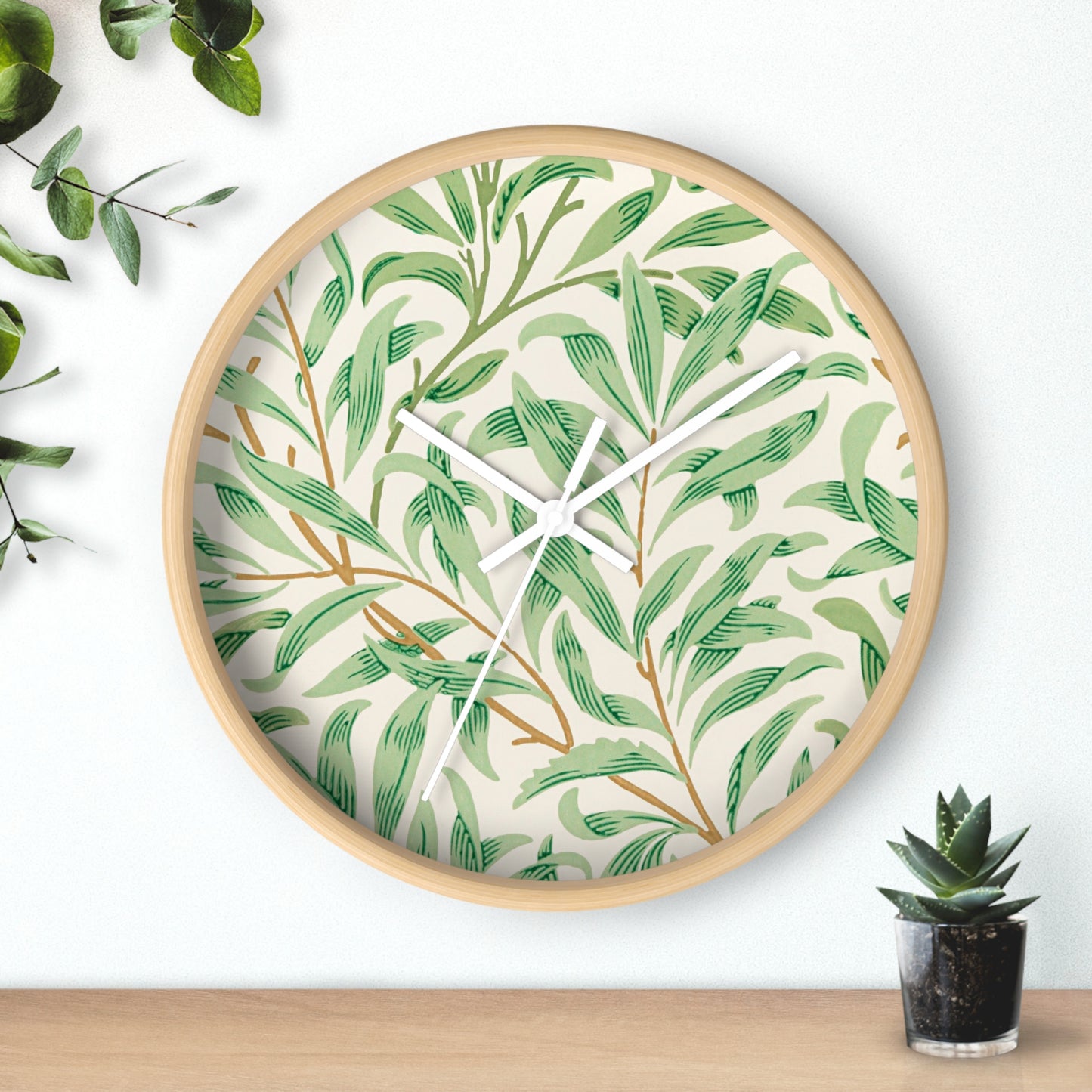 Willow Boughs Wall Clock - Select from Black, White or Natural Wood Frame