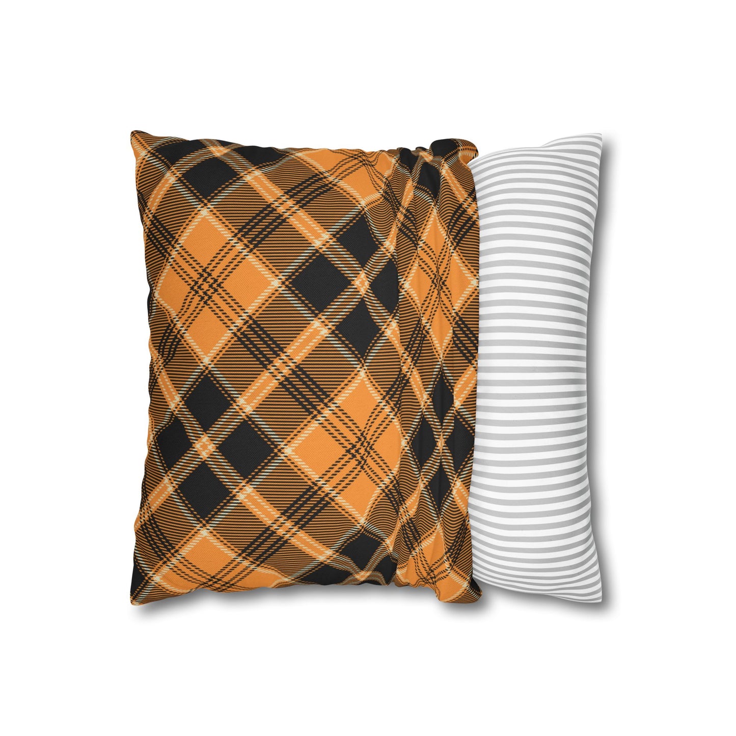 Halloween Plaid Pillow Cover (no insert) - Multiple Sizes (14"x14", 16"x16", 18"x18", 20"x20") Autumn Fall Plaid Pillowcase, Halloween Home Decor, Seasonal Cushion Cover, Perfect for Thanksgiving and Fall Decor, Home Gift for Halloween