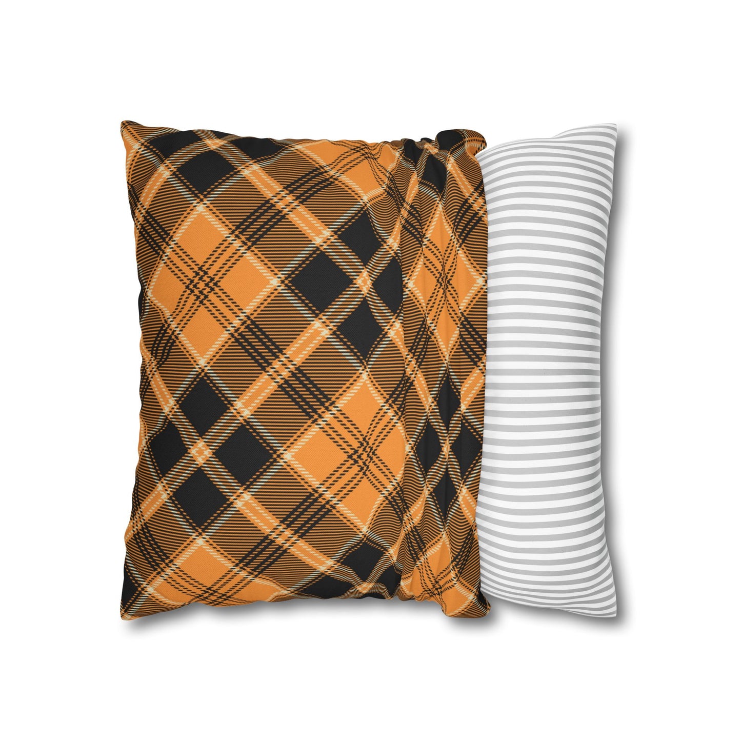 Halloween Plaid Pillow Cover (no insert) - Multiple Sizes (14"x14", 16"x16", 18"x18", 20"x20") Autumn Fall Plaid Pillowcase, Halloween Home Decor, Seasonal Cushion Cover, Perfect for Thanksgiving and Fall Decor, Home Gift for Halloween