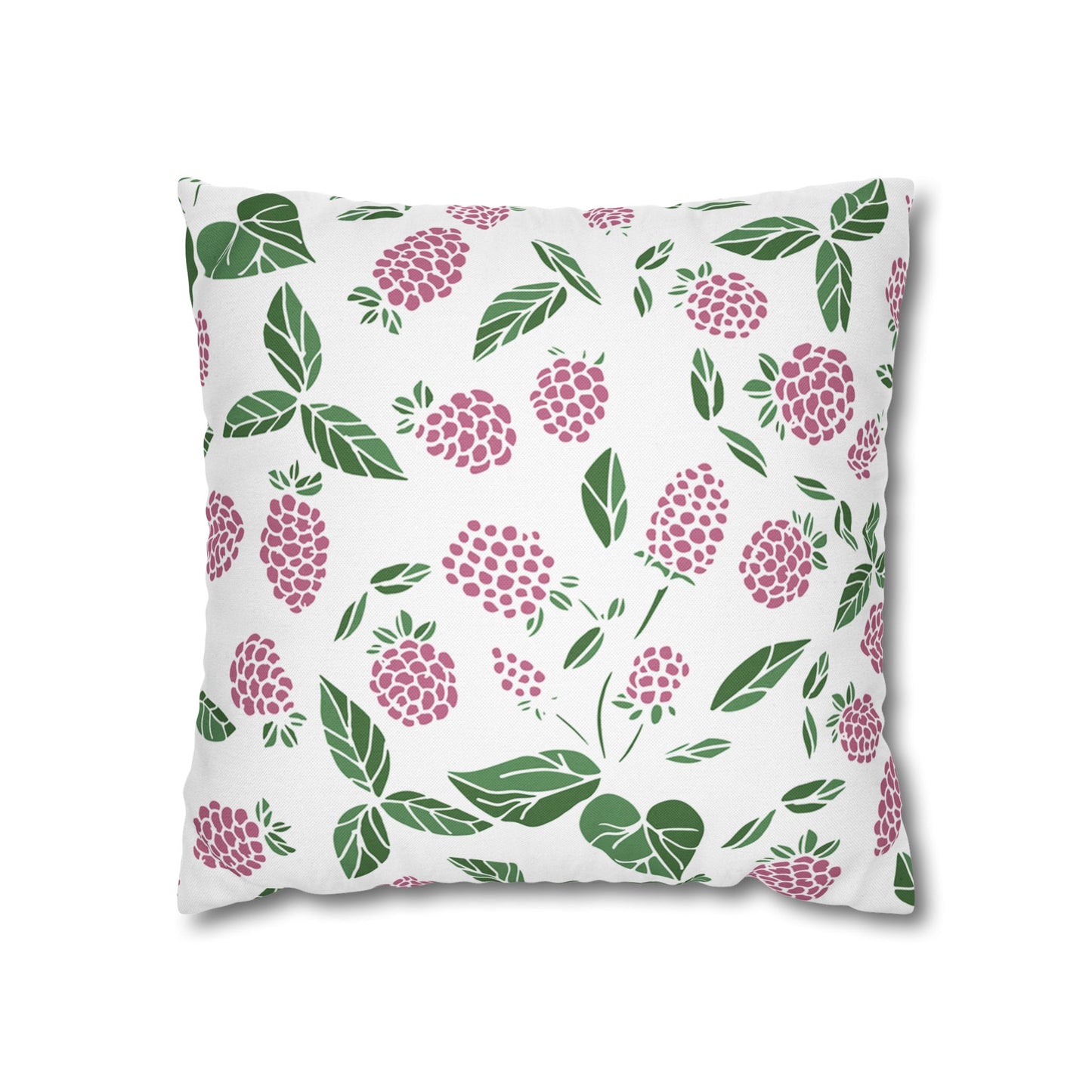Pink Berry Printed Square Pillow Cover (no insert) - Multiple Sizes (14"x14", 16"x16", 18"x18", 20"x20"), Includes zipper closure