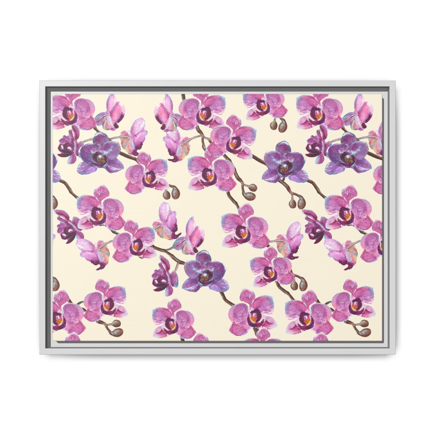 Vanilla Orchid Framed Matte Canvas Art - Multiple Frame Colors & Size Options