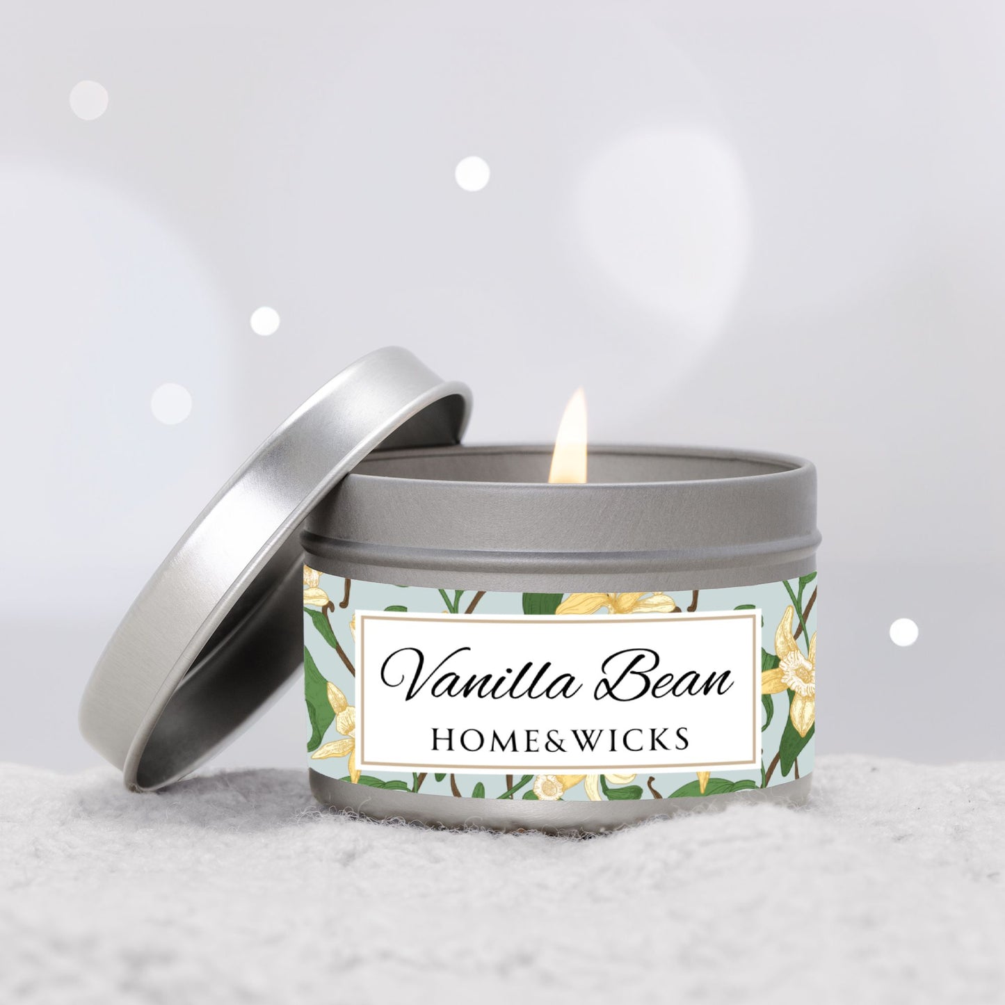 Vanilla Bean Scented Coconut Soy Wax Candle, 4 oz. Silver Tin Jar with Lid - Relaxing Vanilla Candle, Gift for Her, Vanilla Aromatherapy