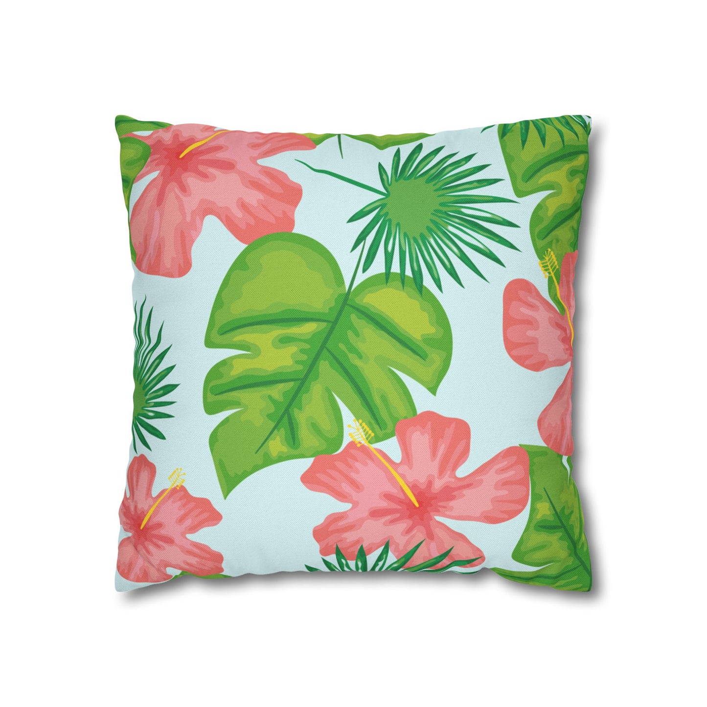 Tropical Island Printed Square Pillow Cover (no insert) - Multiple Sizes (14"x14", 16"x16", 18"x18", 20"x20"), Includes zipper closure