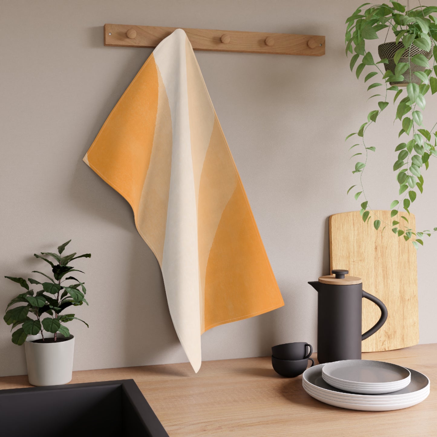Orange Creamsicle Printed Tea Towels - 100% Cotton Twill, 18" x 30"