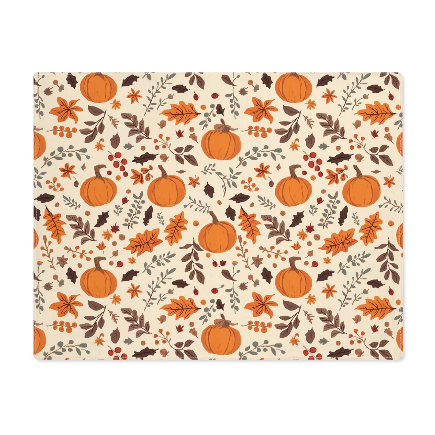 Fall Leaves & Pumpkins Placemat 18" × 14" Cotton Twill Placemat, Fall Table Decor, Thanksgiving Placemat, Thanksgiving Table Setting, Fall Home Decor - Priced per placemat