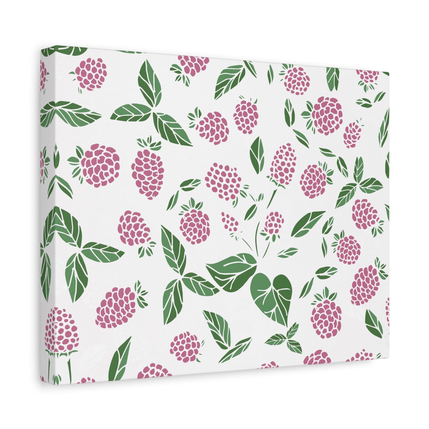 Pink Berry Canvas Wall Art Print - Multiple Sizing Options - Pink & White Art Canvas, Raspberry Print Decor, Gift for her