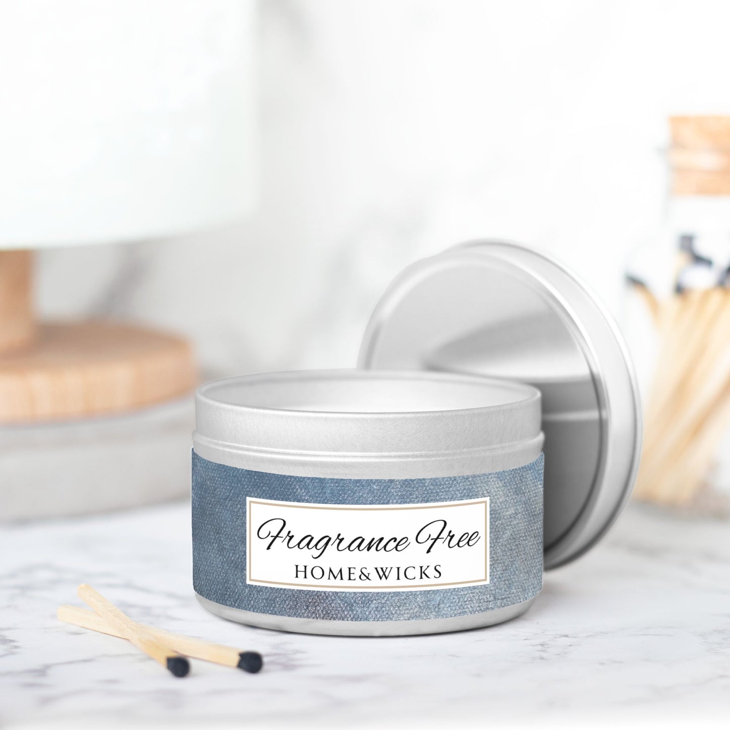Fragrance Free Coconut Soy Wax Candle, 8 oz. Silver Tin Jar with Lid - Unscented Coconut Soy Wax Candle