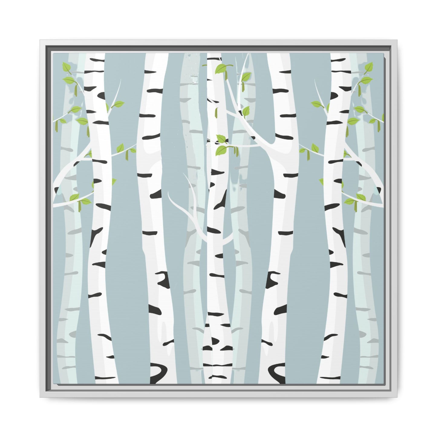 White Birch Framed Matte Canvas Art - Multiple Frame Colors & Size Options