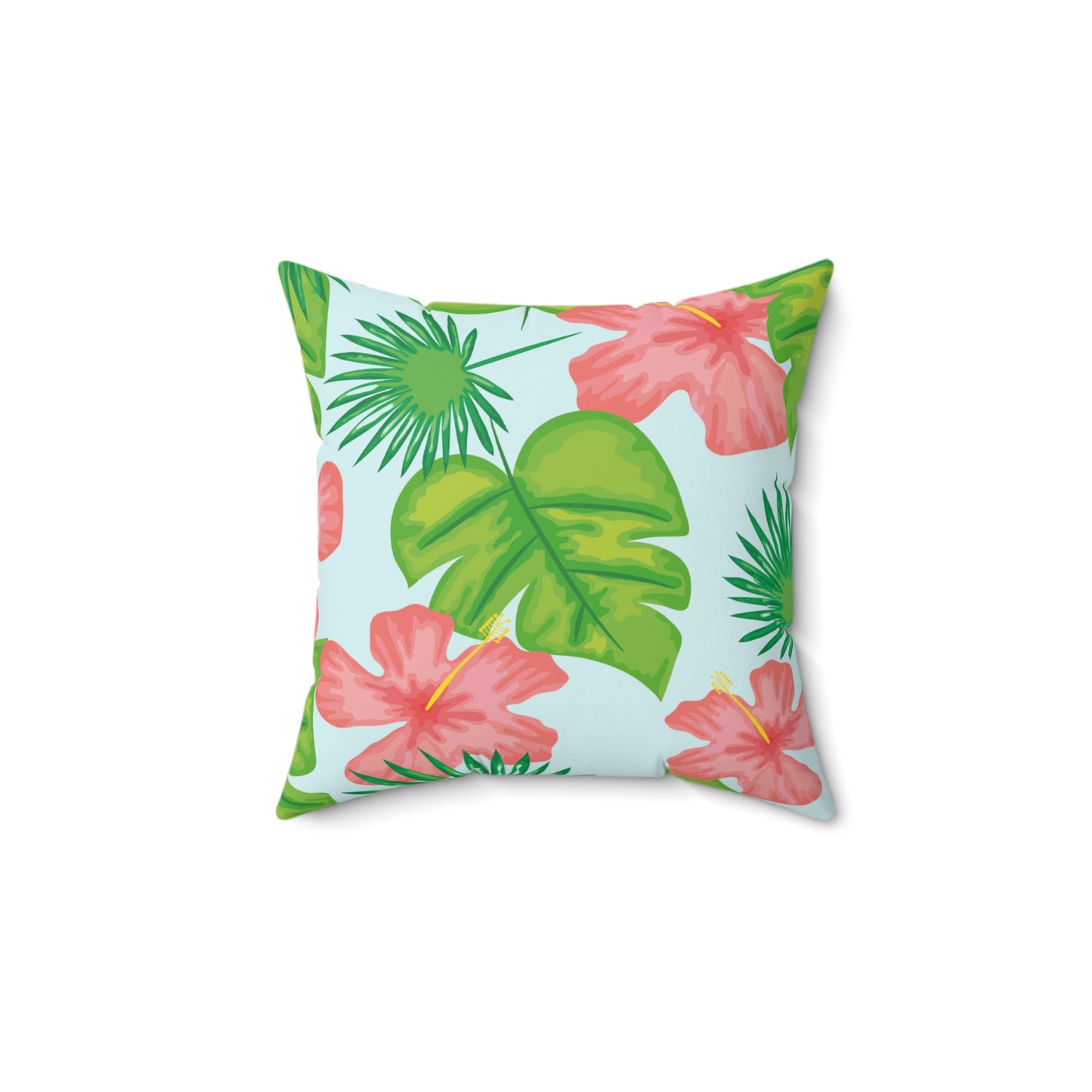 Tropical Island Printed Square Pillow Cover with Insert - Multiple Sizes (14"x14", 16"x16", 18"x18", 20"x20"), Includes insert and zipper closure