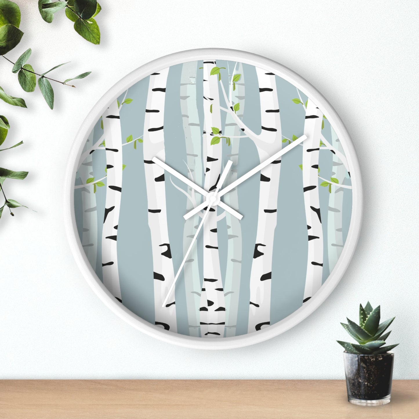 White Birch Wall Clock - Select from Black, White or Natural Wood Color