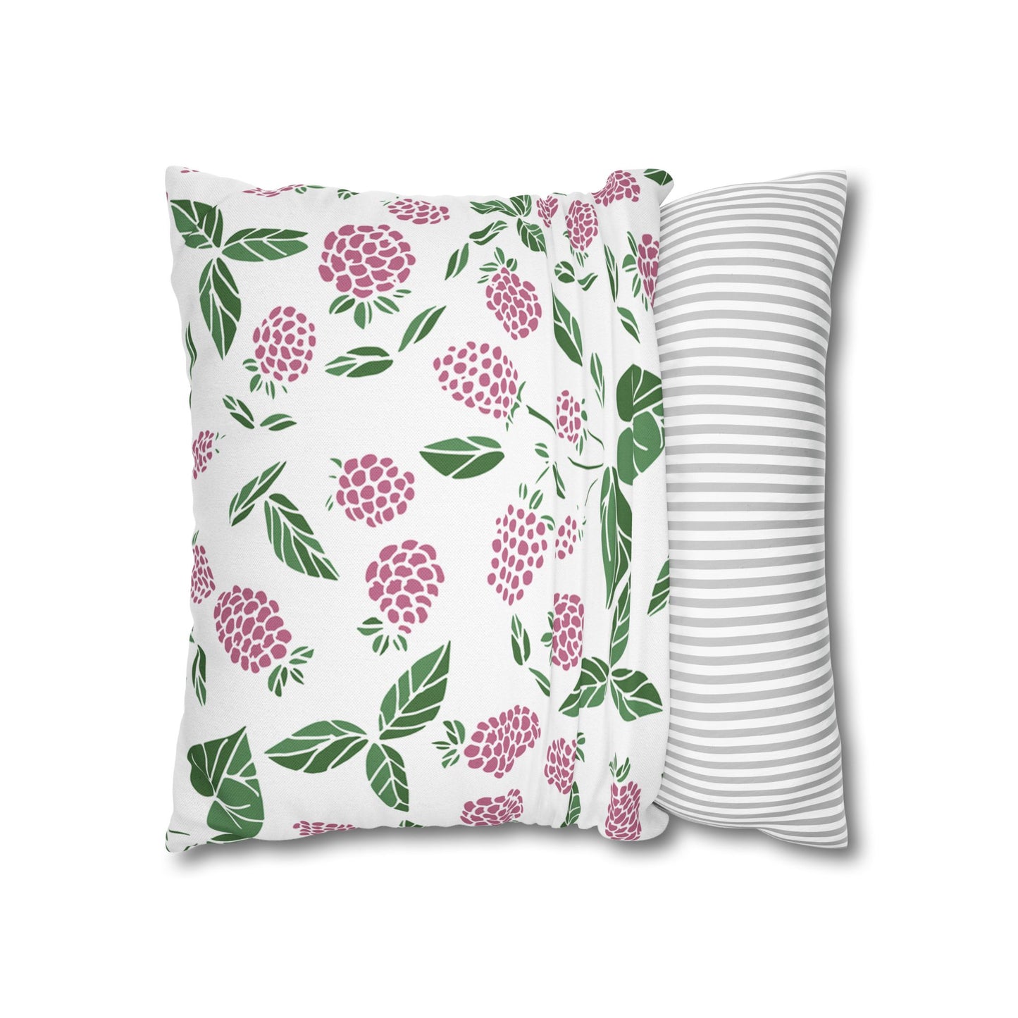 Pink Berry Printed Square Pillow Cover (no insert) - Multiple Sizes (14"x14", 16"x16", 18"x18", 20"x20"), Includes zipper closure