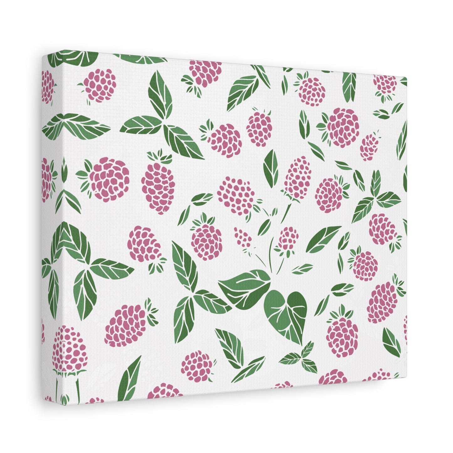 Pink Berry Canvas Wall Art Print - Multiple Sizing Options - Pink & White Art Canvas, Raspberry Print Decor, Gift for her