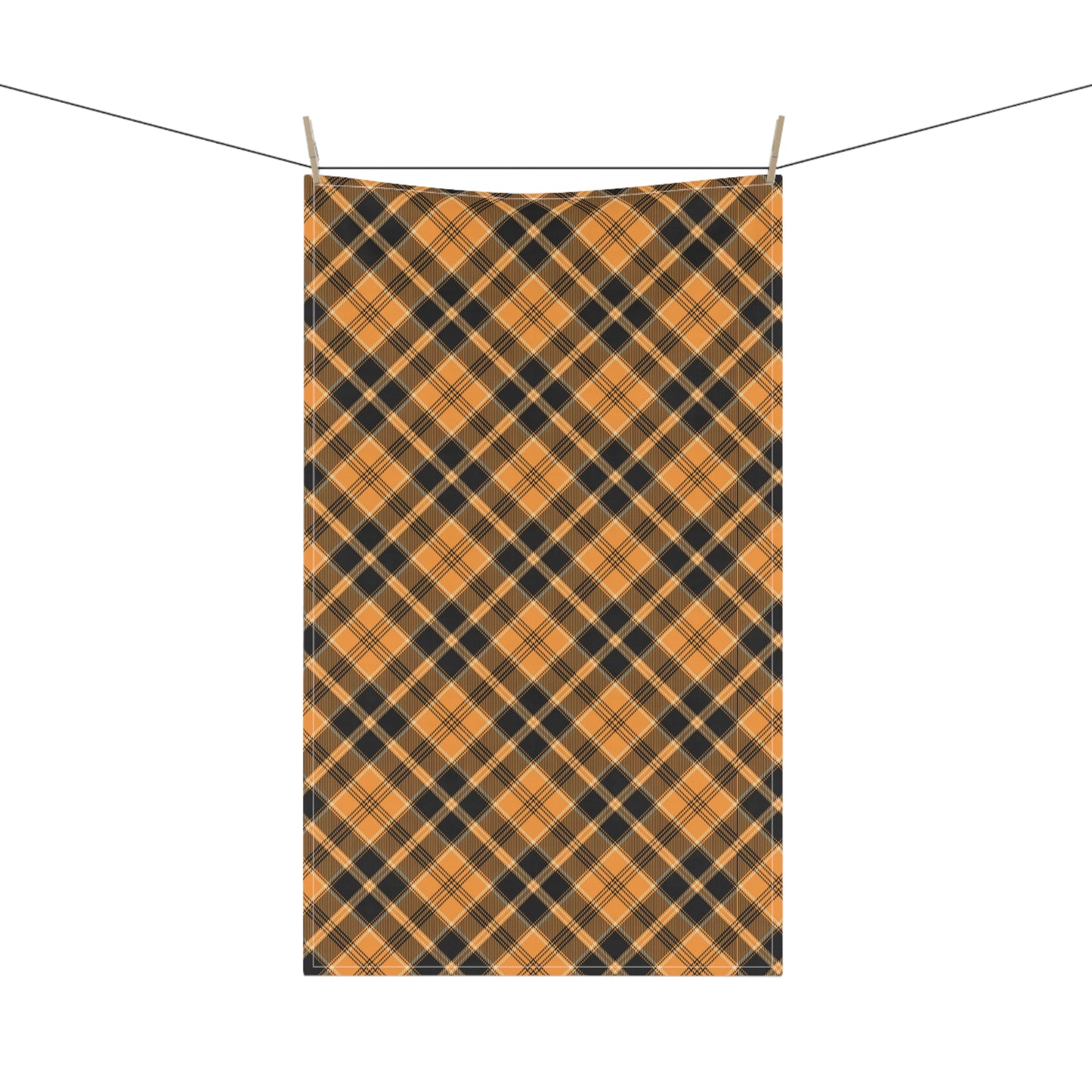 Halloween Plaid Tea Towels 18" x 30" - Halloween Tea Towels, Fall Home Accents, Fall Hostess Gift, Black & Orange Tea Towels, Halloween Kitchen Towels - Price for 1 towel