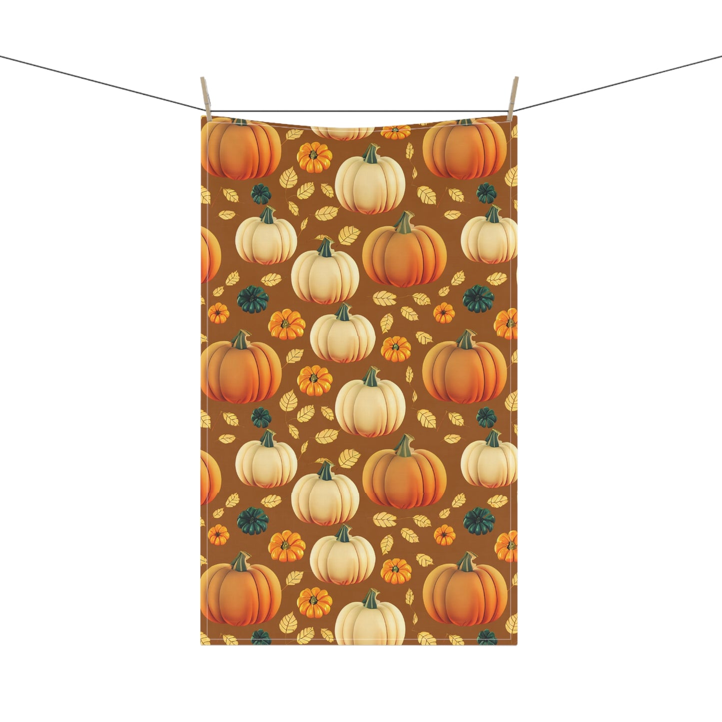 Fall Pumpkins Tea Towels - 18" x 30", 100% Cotton Twill - Fall Autumn Kitchen Towels, Cotton Pumpkin Kitchen Towels, Thanksgiving Tea Towel, Gift for Housewarming, Halloween Kitchen Towel - Priced per towel